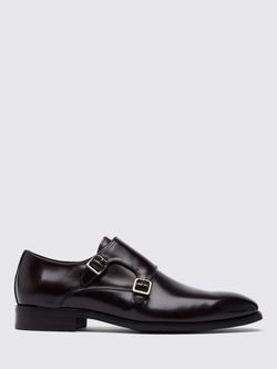 Moss John White Monkton Leather Double Monk Shoes, Brown