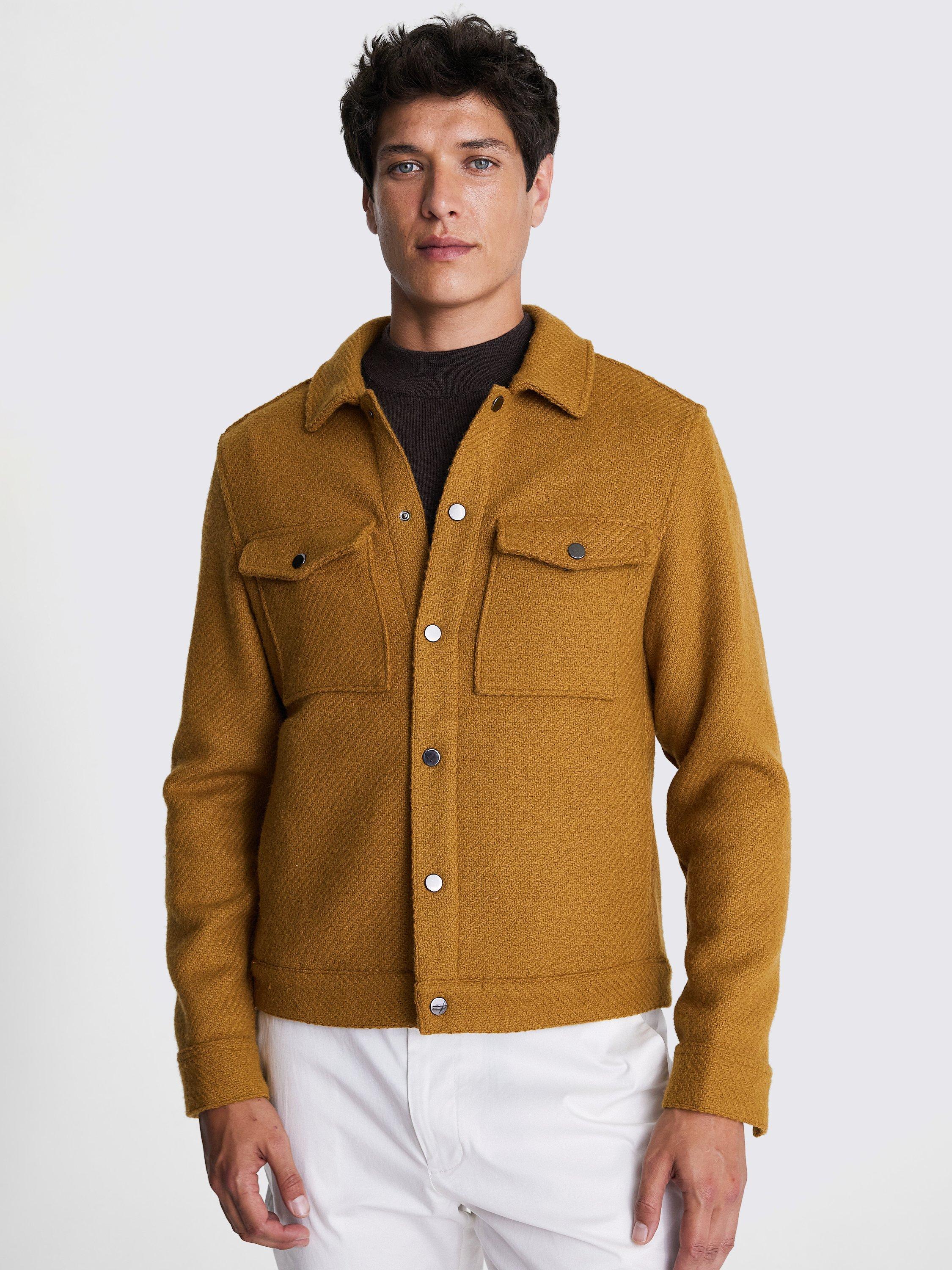 Moss Wool Blend Tweed Shacket, Gold