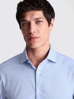 Moss Regular Fit Stretch Cotton Dobby Shirt - view 2, Blue