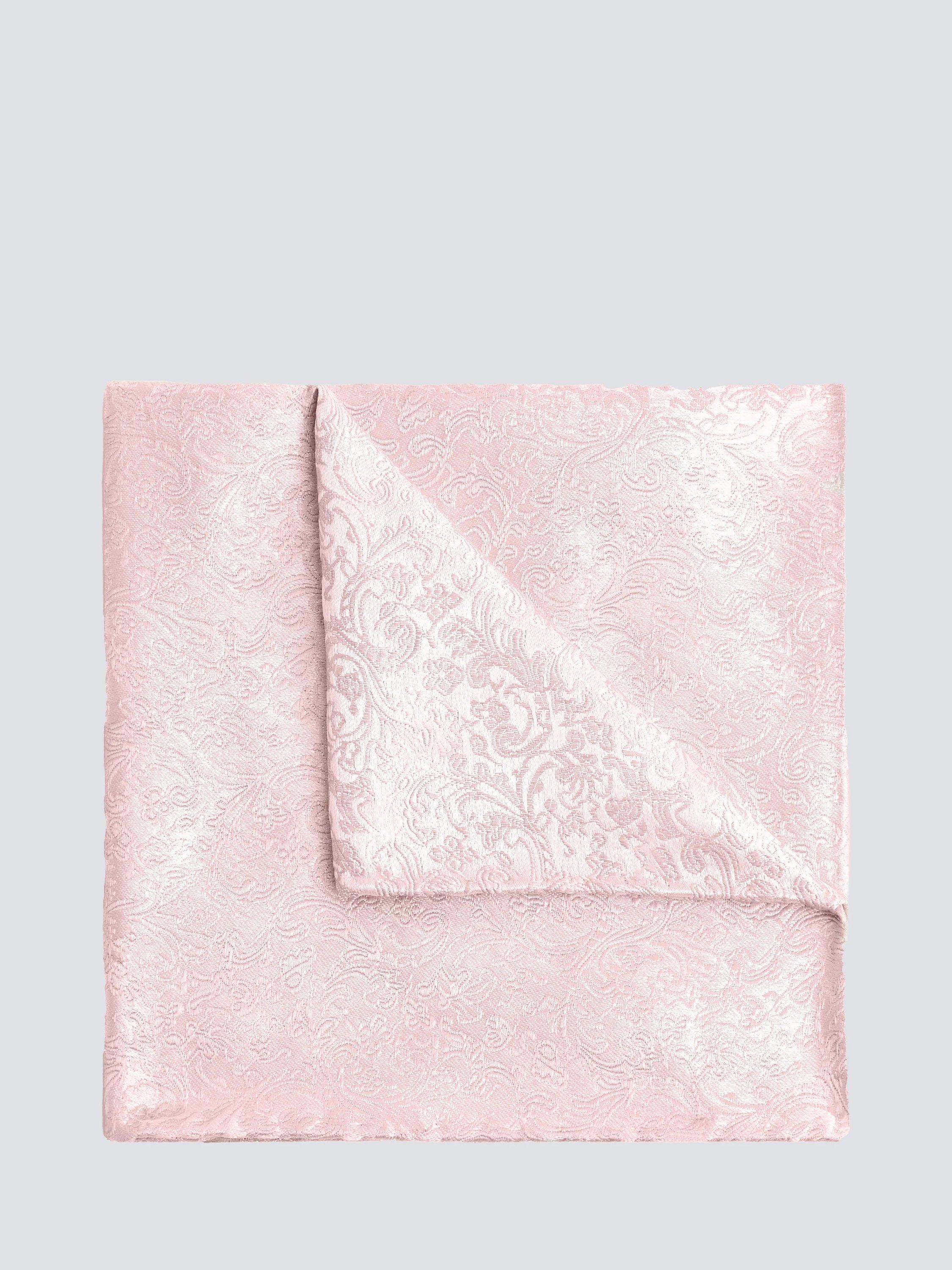 Moss Floral Swirl Silk Pocket Square, Pink