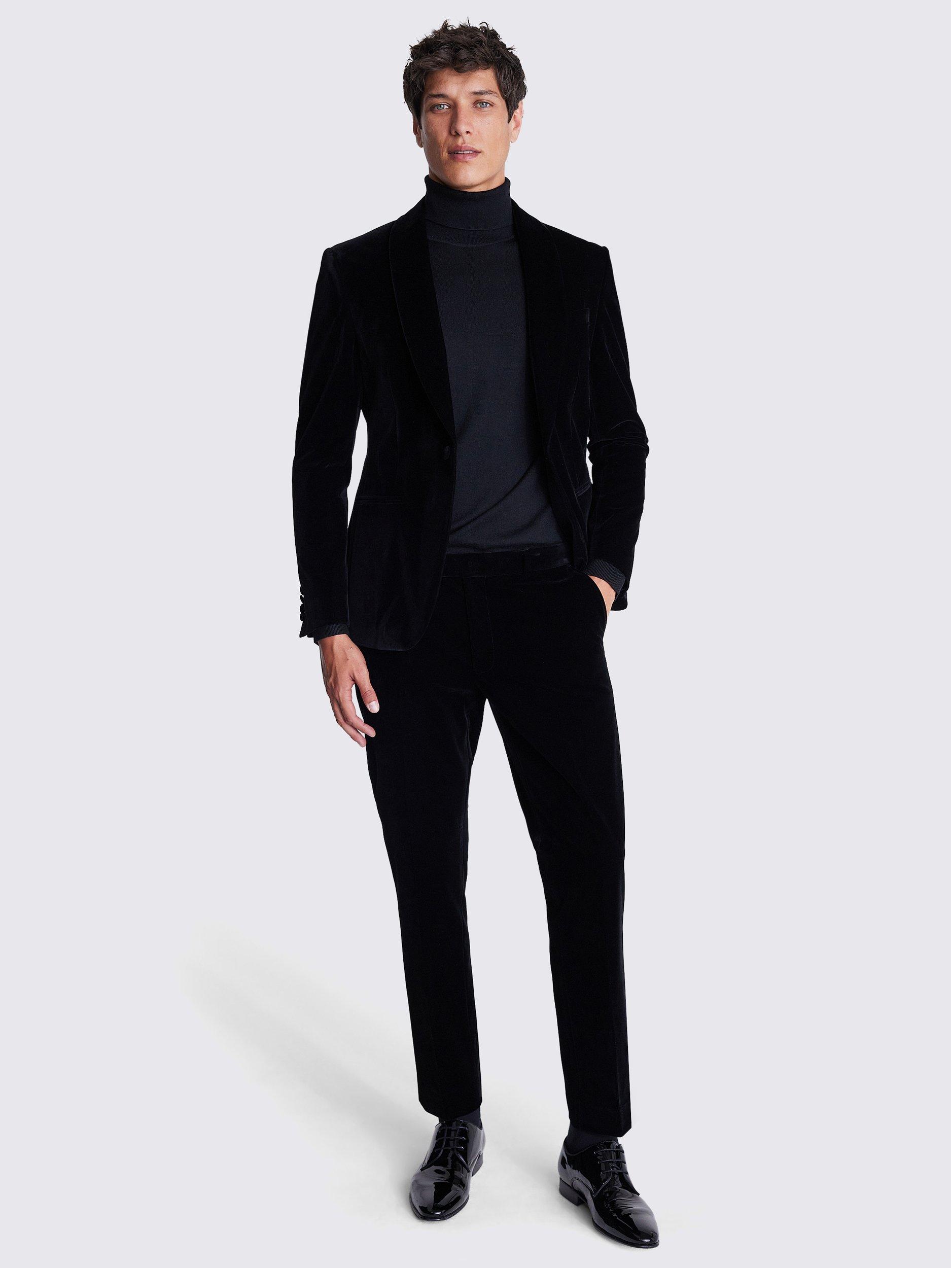 Product image 2 of 5, which shows Moss Velvet Slim Fit Suit Jacket, Black, 36S