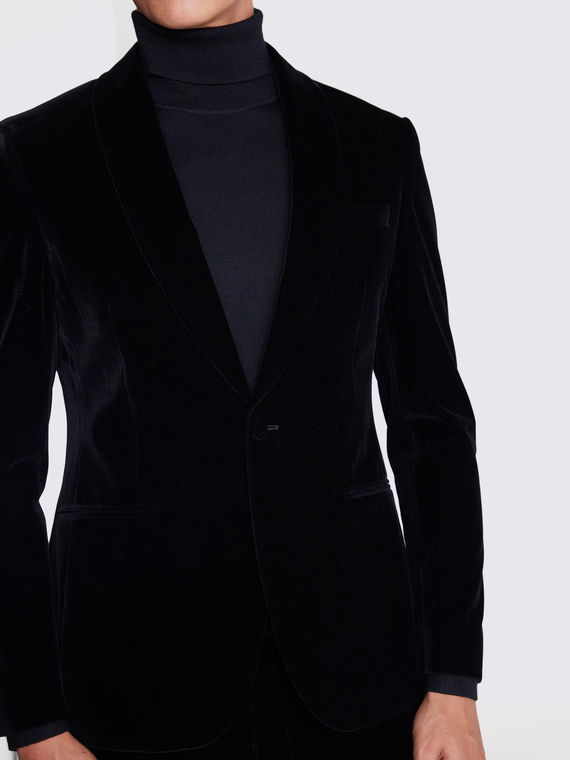 Product image 4 of 5, which shows Moss Velvet Slim Fit Suit Jacket, Black, 36S