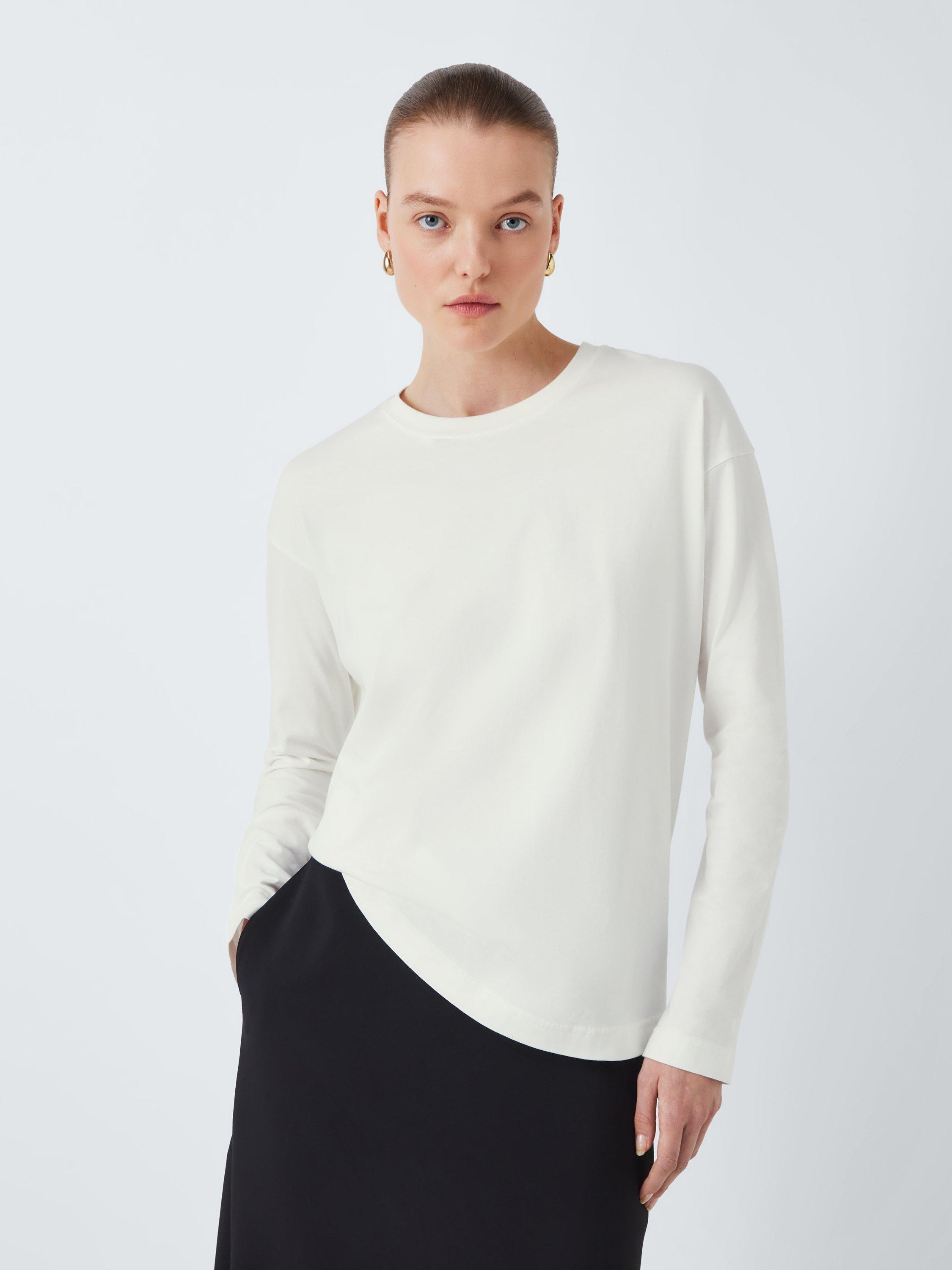 Product image 1 of 6, which shows John Lewis Relaxed Organic Cotton Long Sleeve Top, Ecru, 10