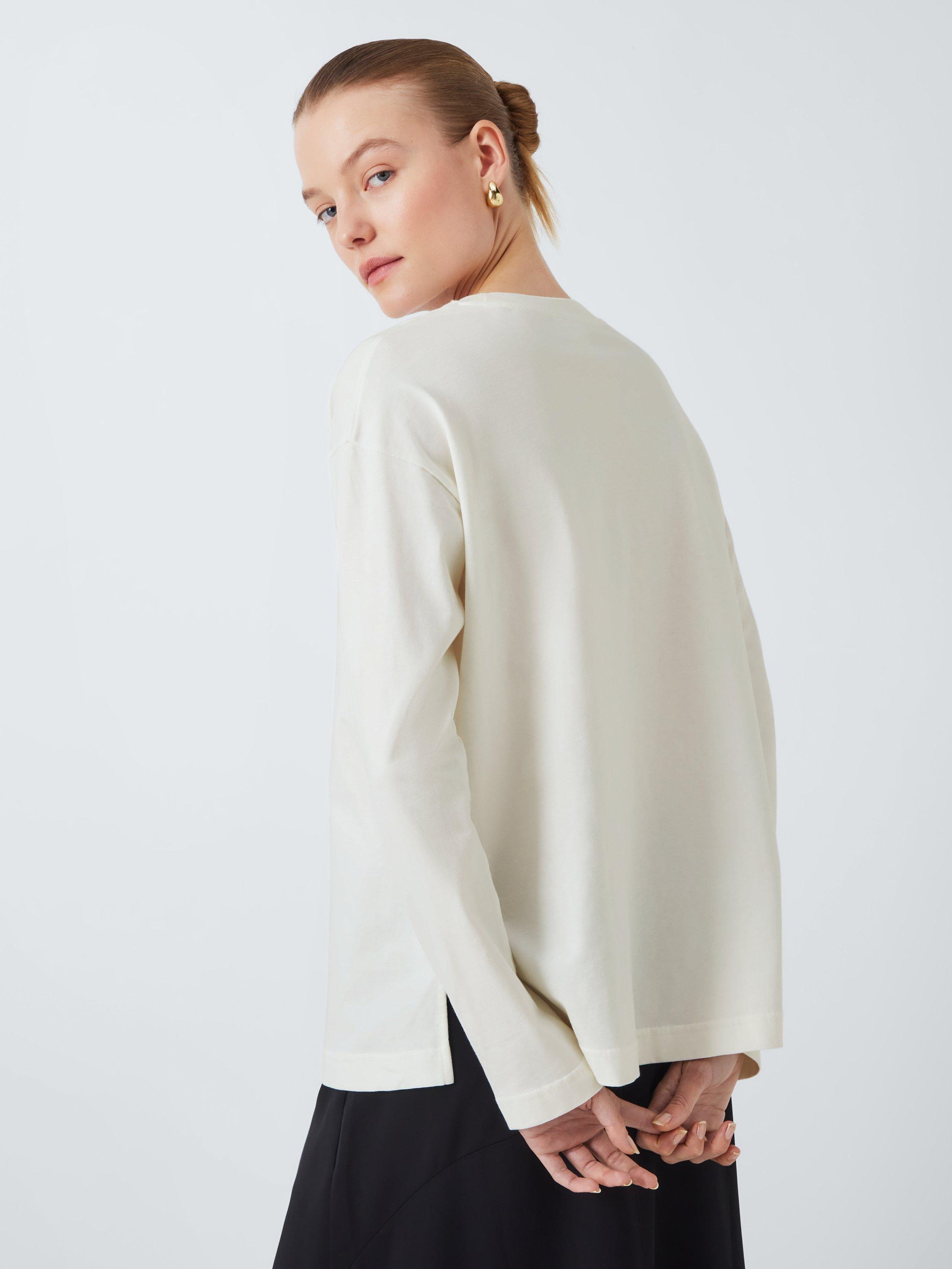 Product image 2 of 6, which shows John Lewis Relaxed Organic Cotton Long Sleeve Top, Ecru, 10