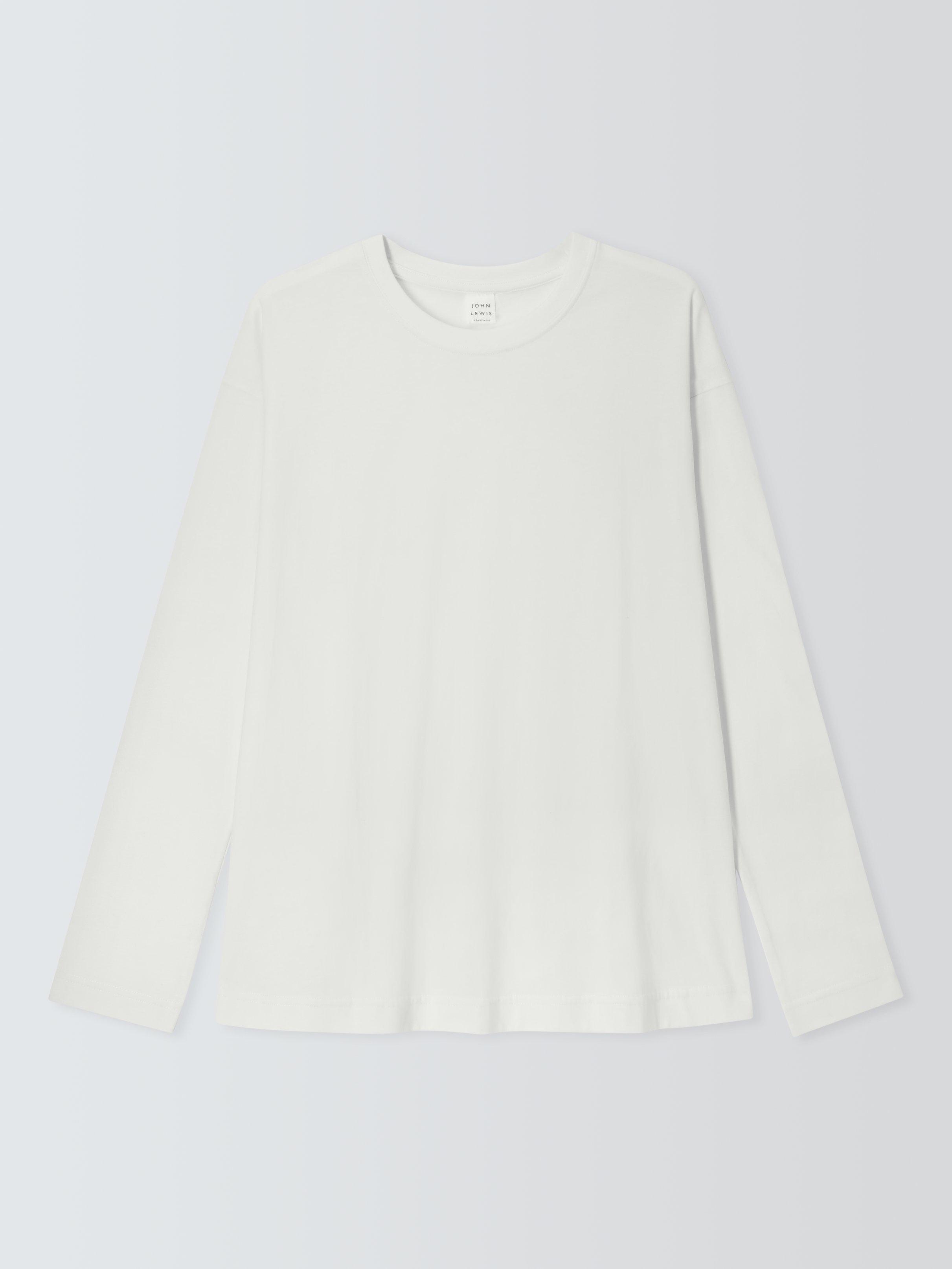 Product image 4 of 6, which shows John Lewis Relaxed Organic Cotton Long Sleeve Top, Ecru, 10