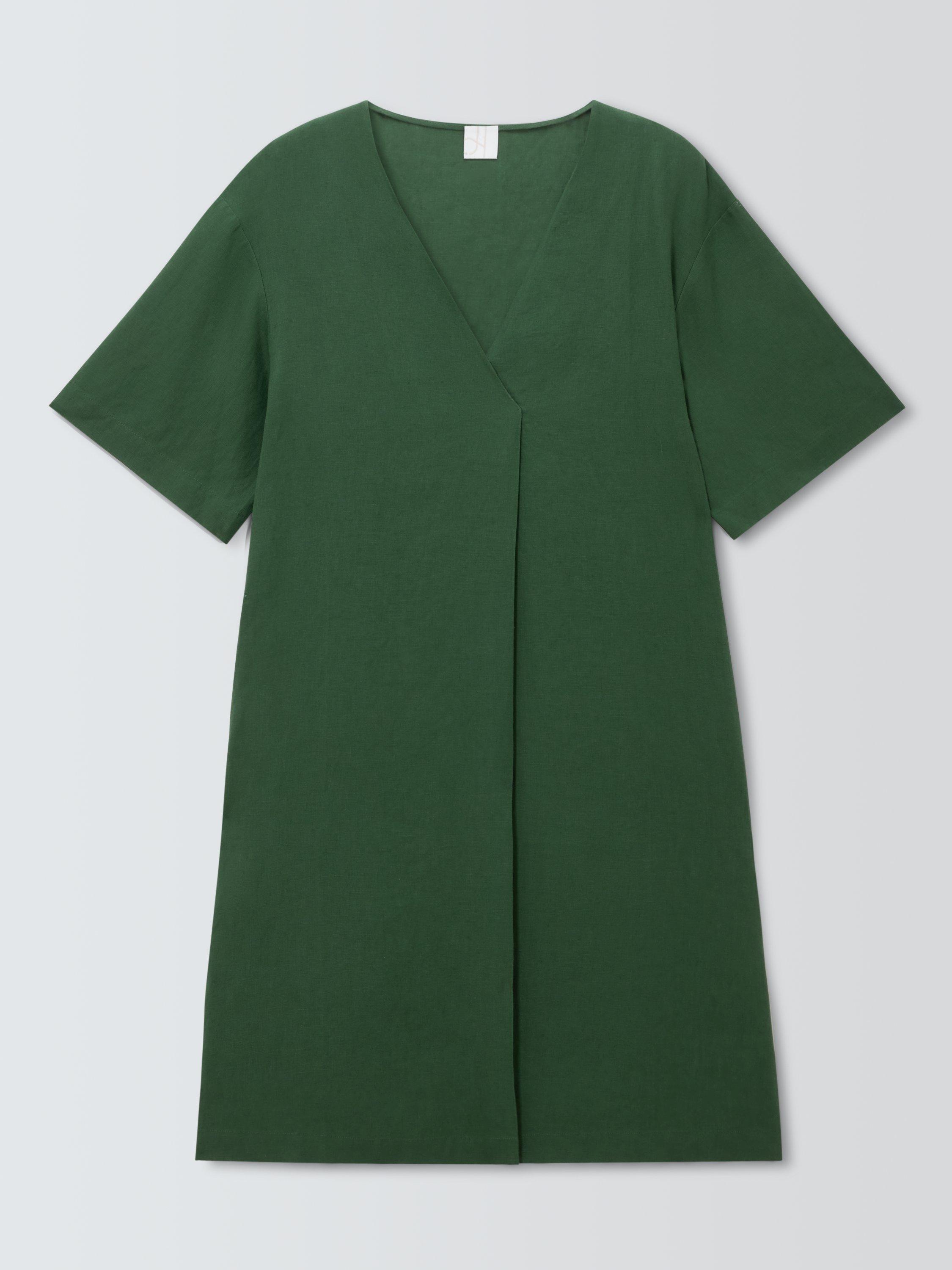 Product image 4 of 6, which shows John Lewis Linen V-Neck Tunic Dress, Green, 8