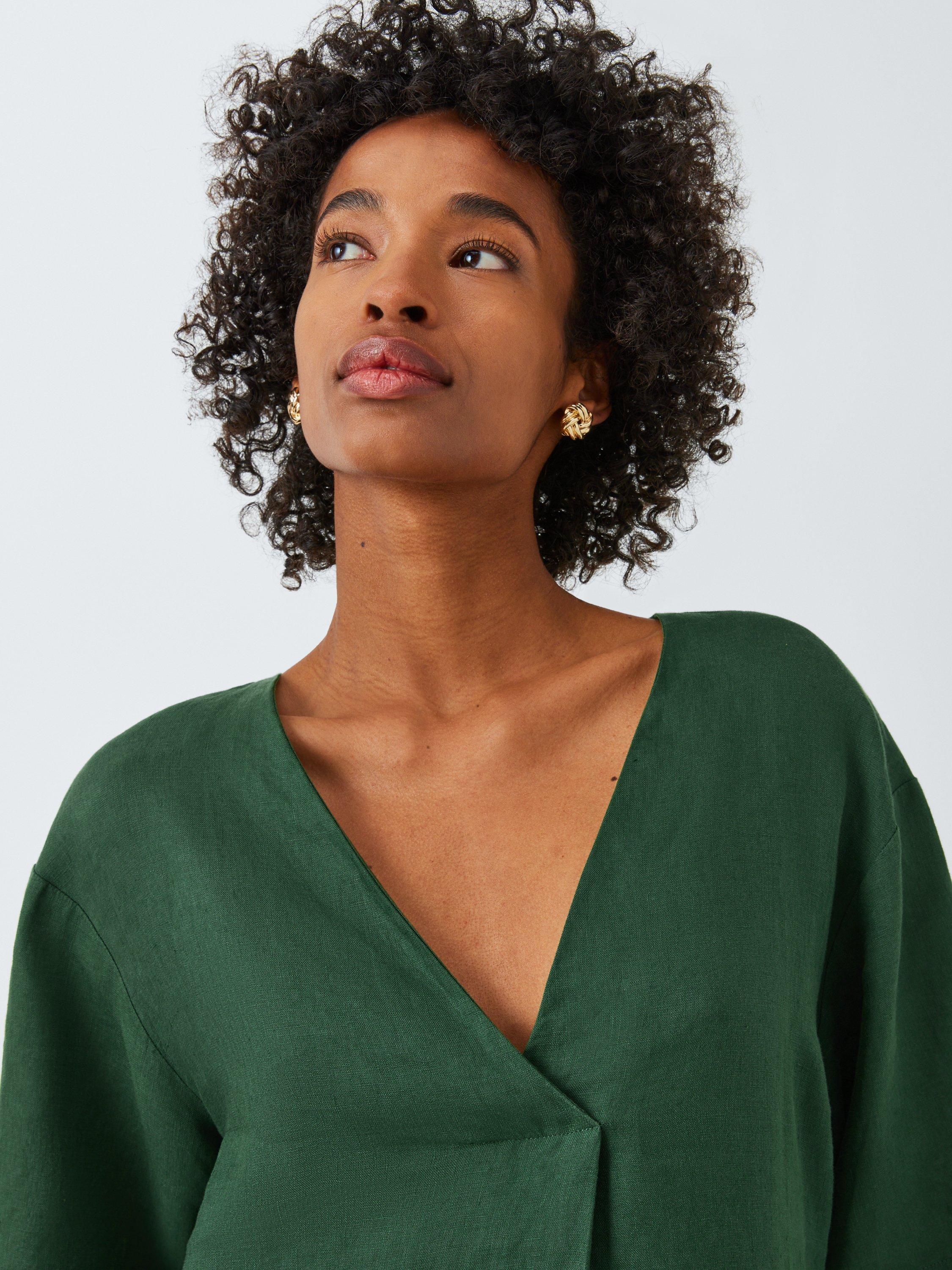 Product image 5 of 6, which shows John Lewis Linen V-Neck Tunic Dress, Green, 8