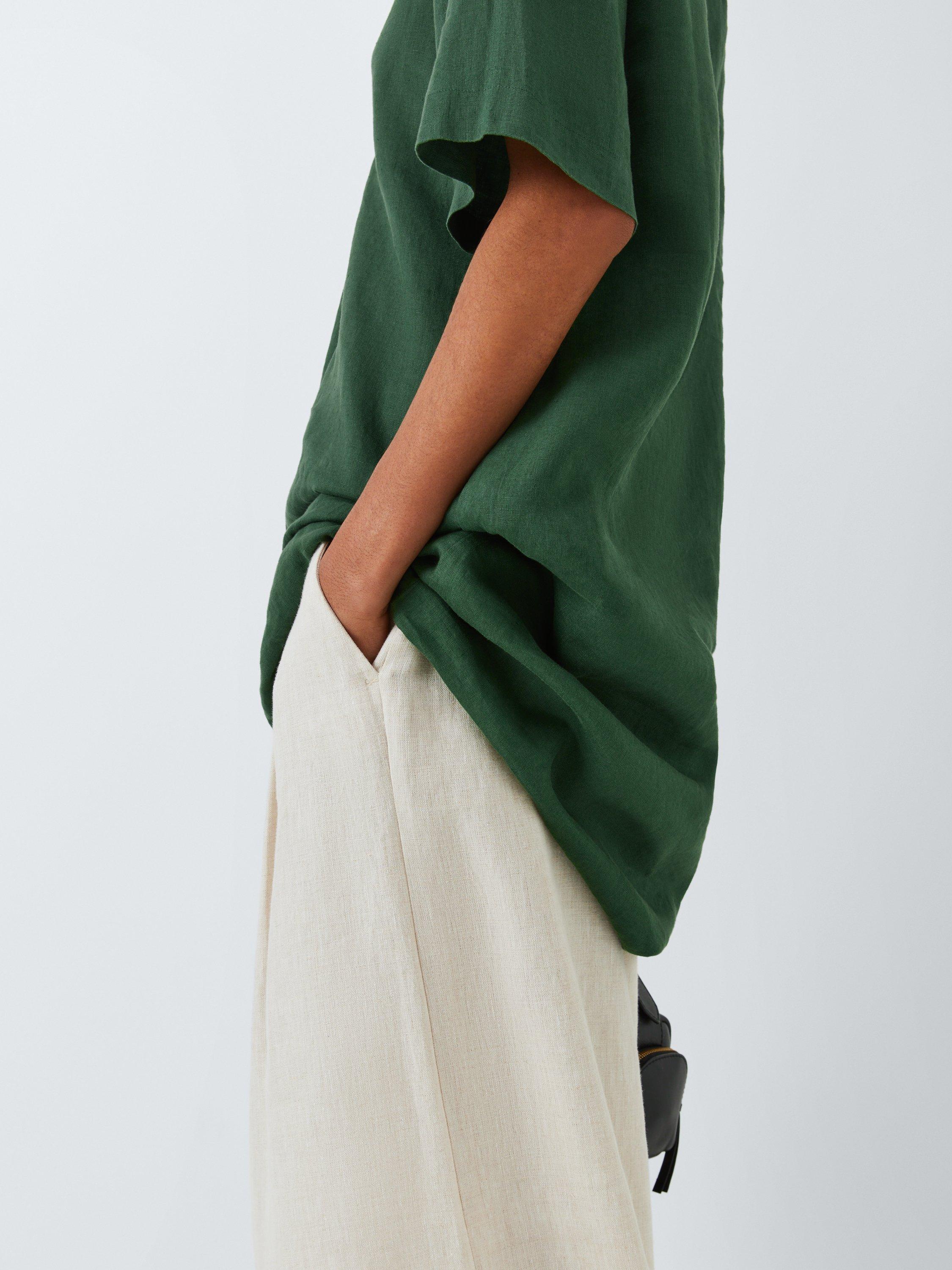 Product image 6 of 6, which shows John Lewis Linen V-Neck Tunic Dress, Green, 8