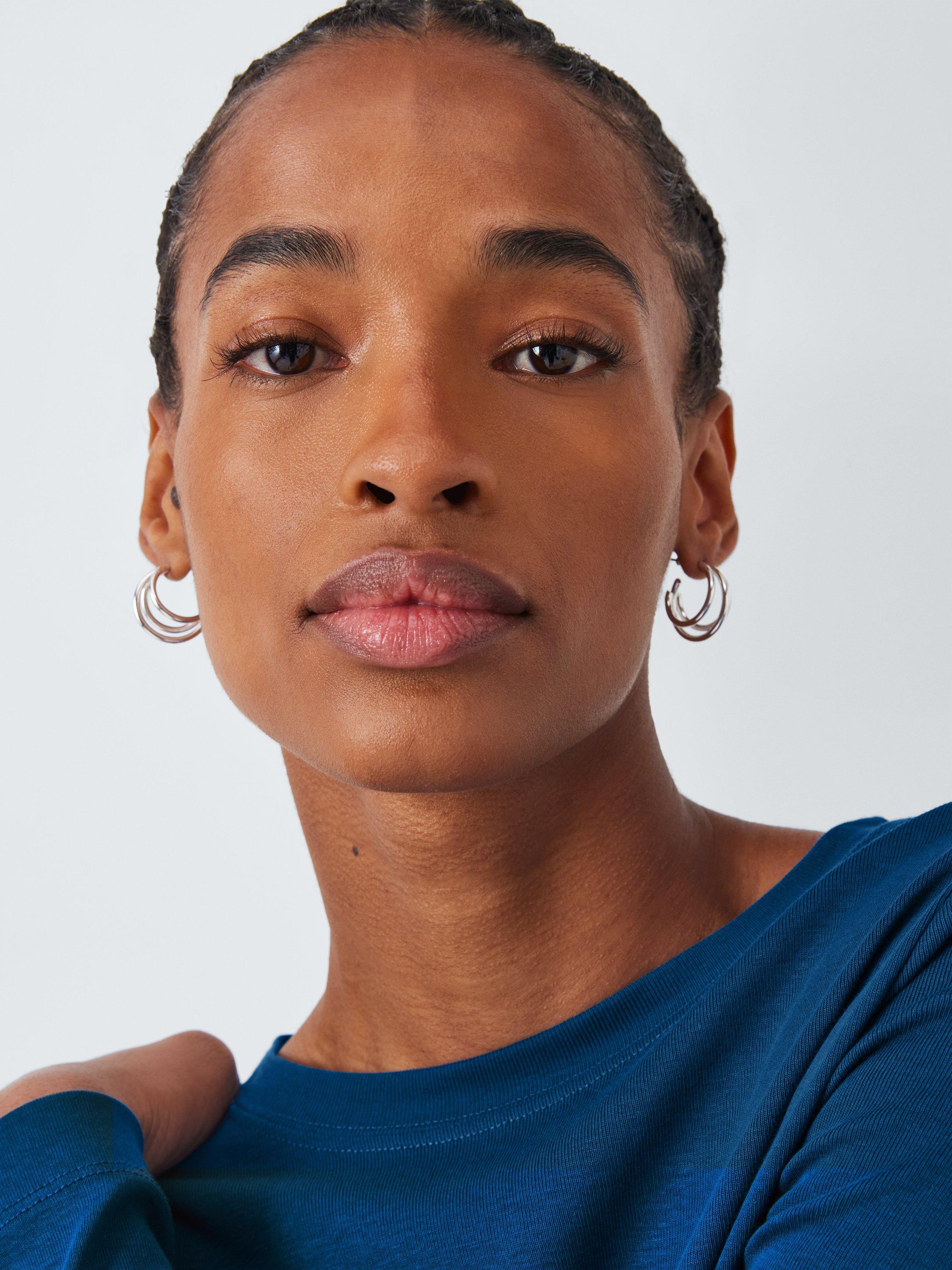 John Lewis Organic Cotton Long Sleeve Crew Neck T-Shirt, Blue, 18