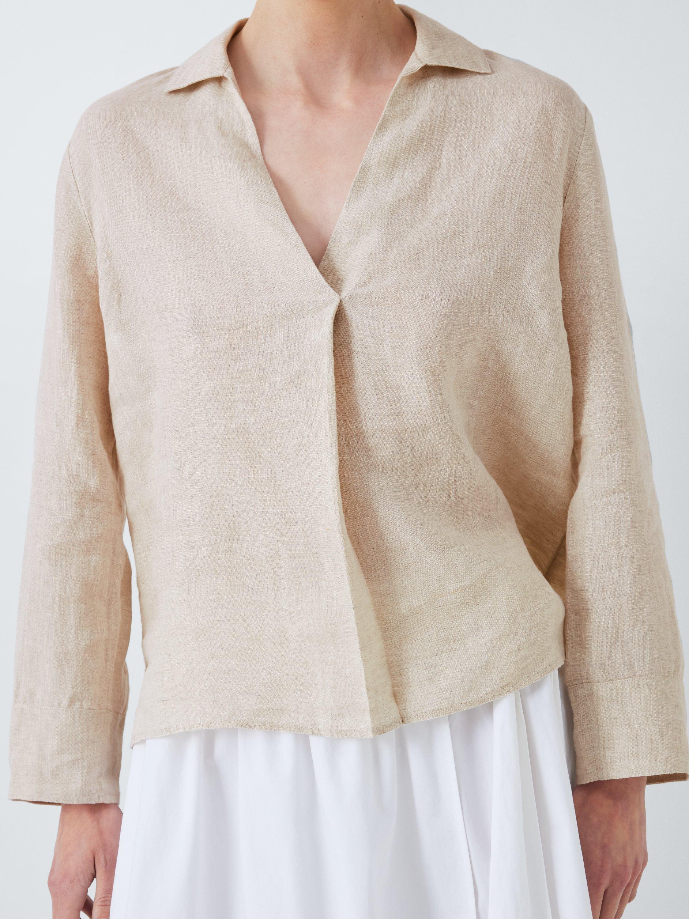 Product image 5 of 6, which shows John Lewis Linen Tunic Shirt, Natural, 8