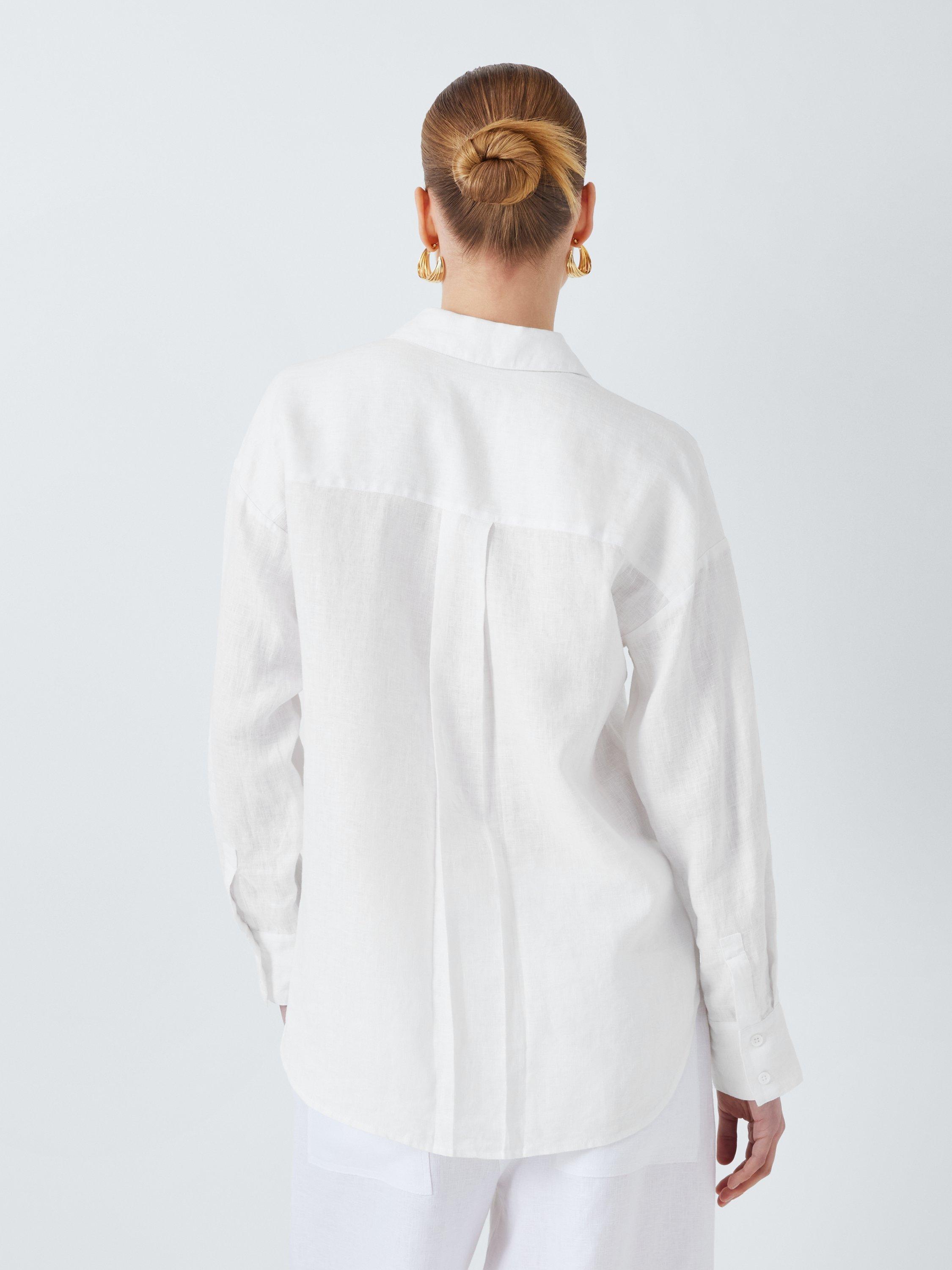 Product image 2 of 6, which shows John Lewis Pocket Detail Linen Shirt, Ecru, 8