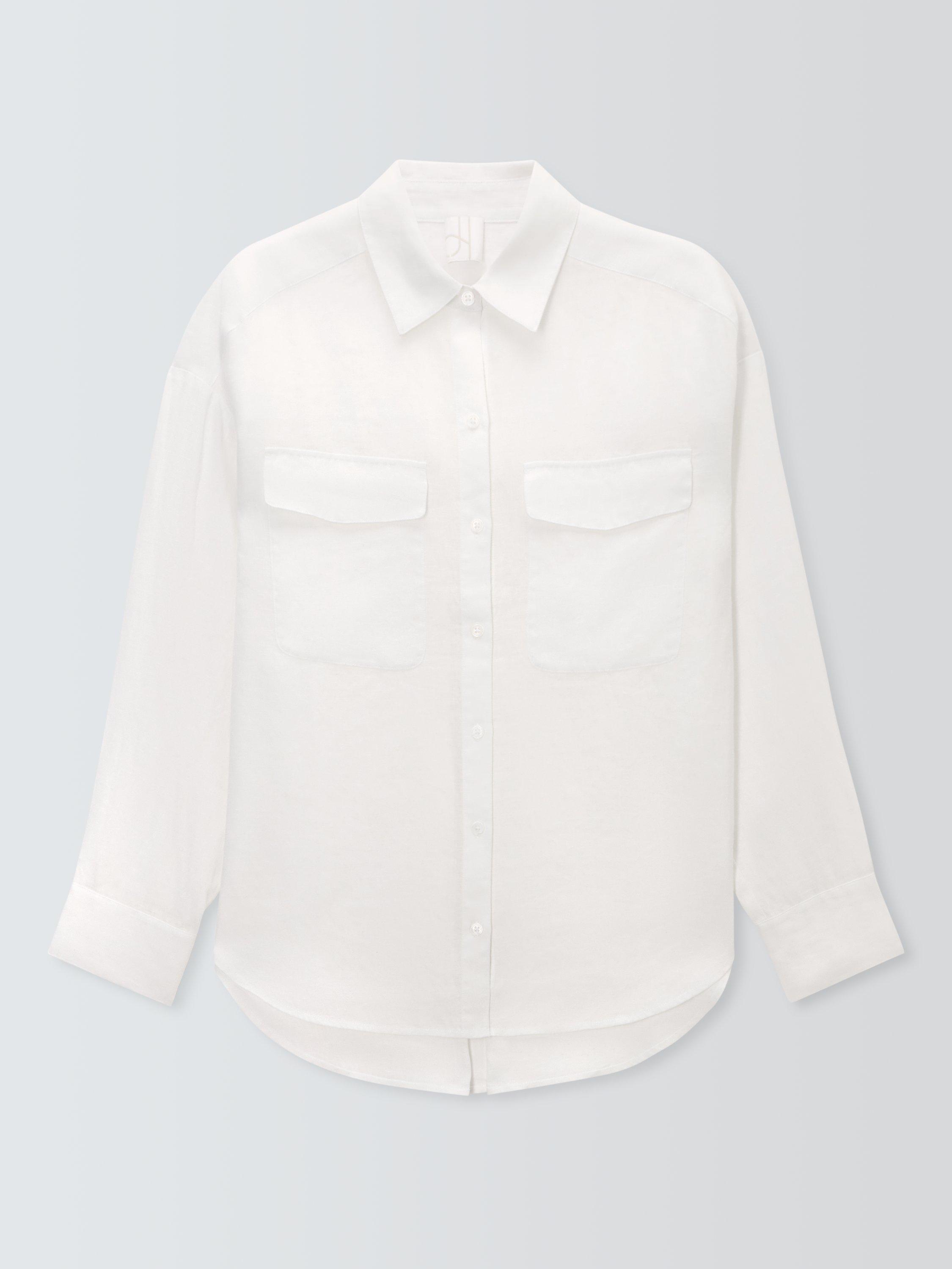 Product image 4 of 6, which shows John Lewis Pocket Detail Linen Shirt, Ecru, 8