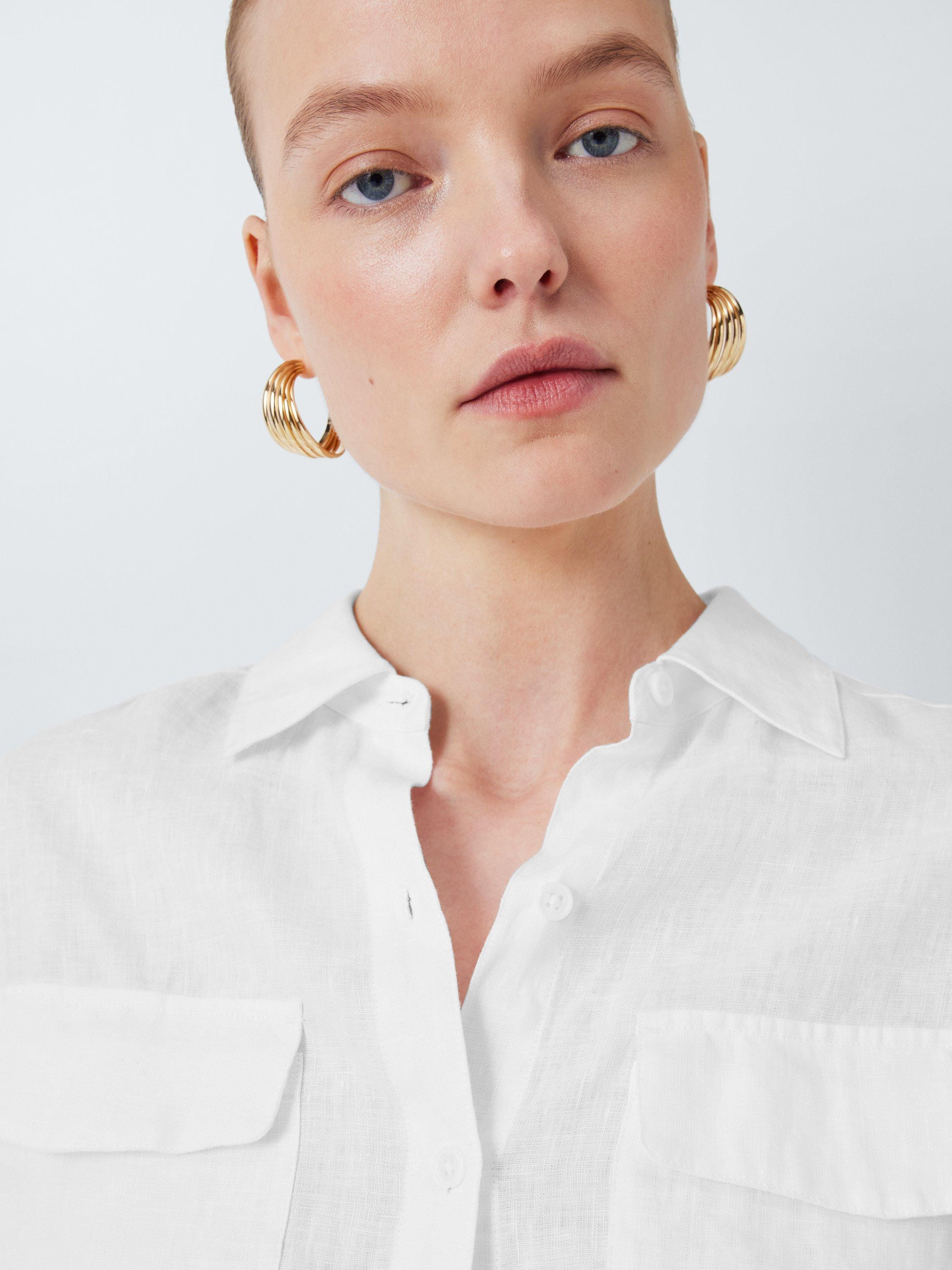 Product image 5 of 6, which shows John Lewis Pocket Detail Linen Shirt, Ecru, 8