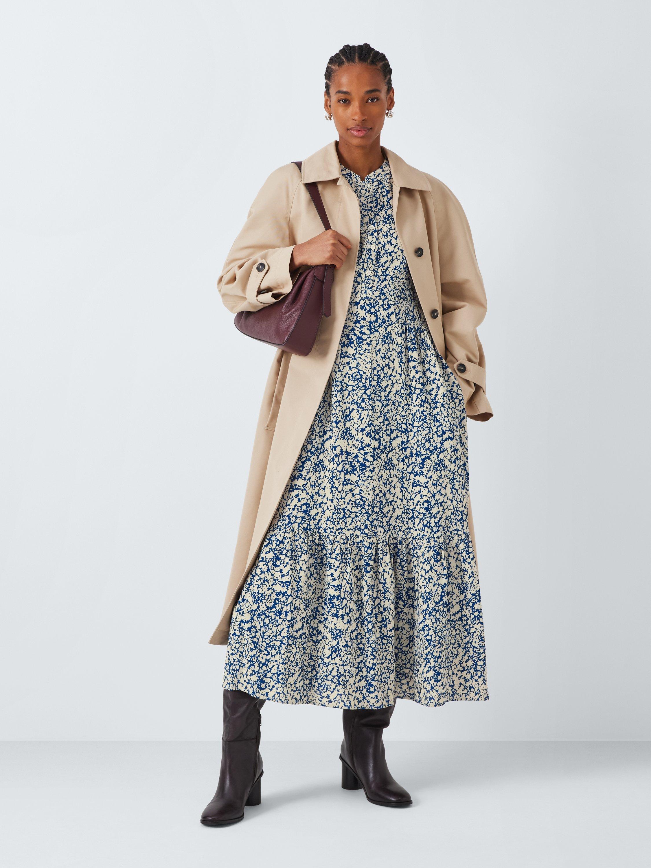 Product image 3 of 6, which shows John Lewis Agnes Viscose Long Sleeve Midaxi Dress, Blue/Multi, 8