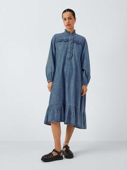 AND/OR Fifi Ruffle Denim Dress, Denim Blue, Denim Blue
