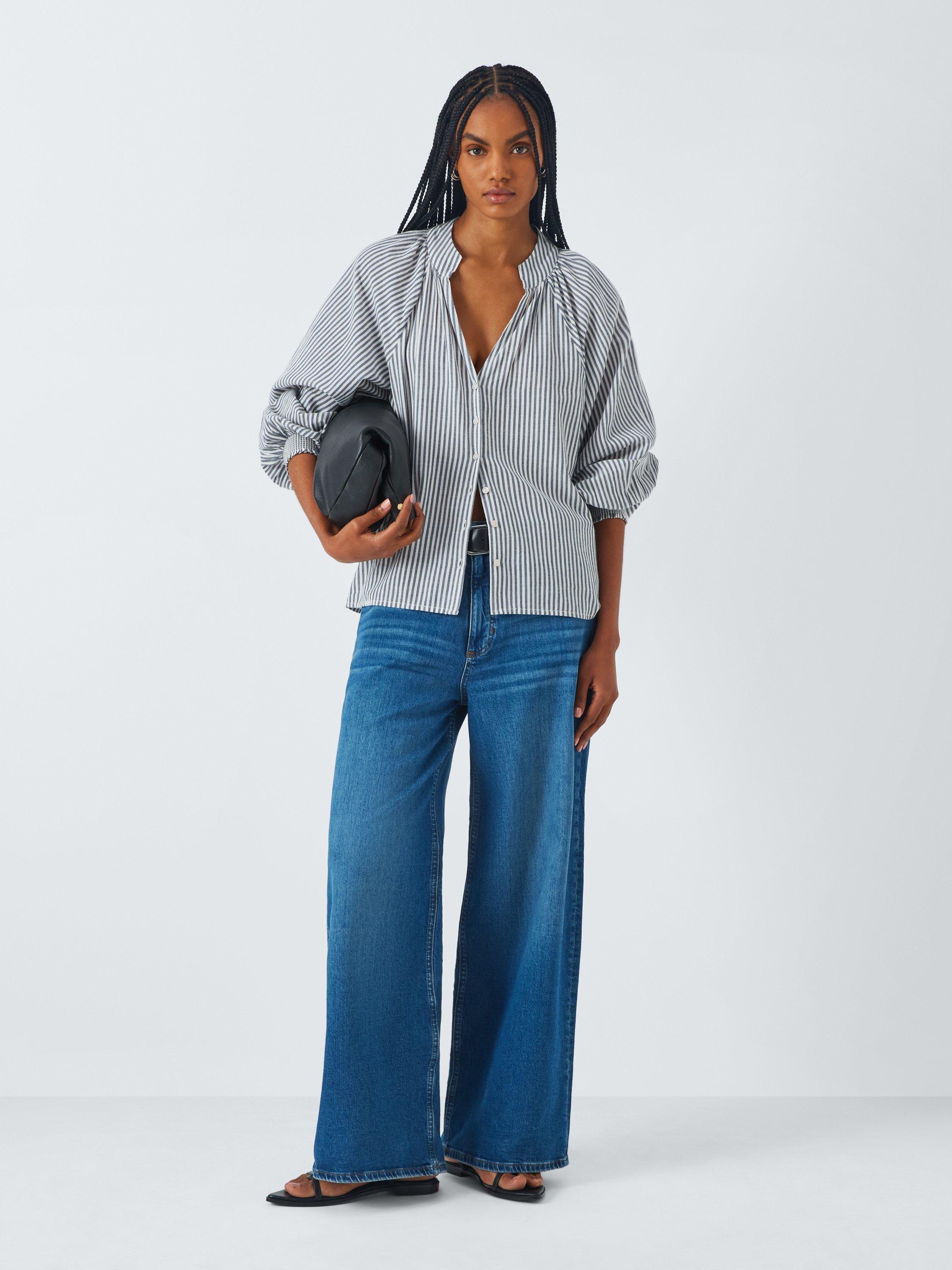 Product image 3 of 6, which shows AND/OR Harmony Stripe Shirt, Grey Stripe, 12