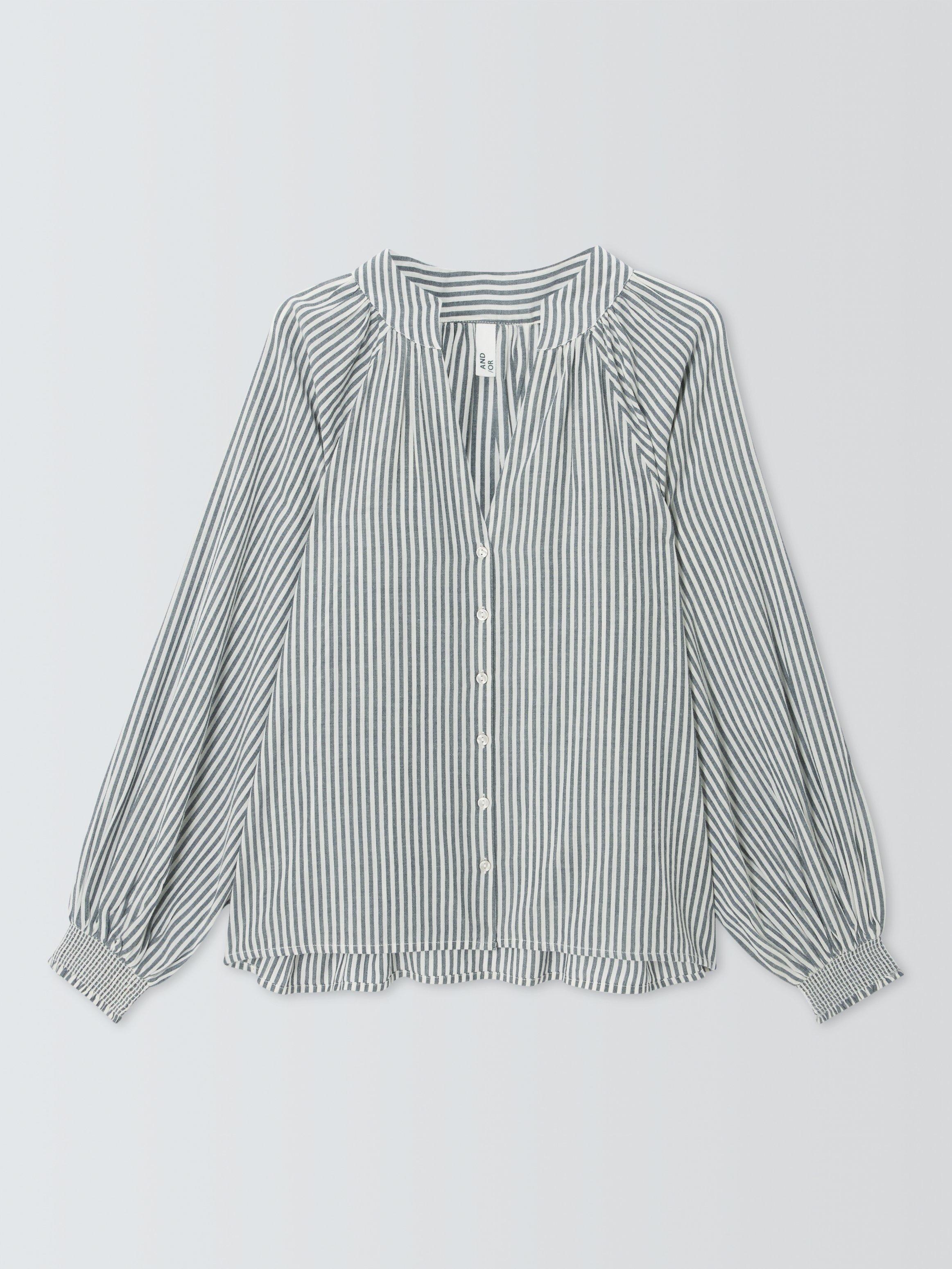 Product image 4 of 6, which shows AND/OR Harmony Stripe Shirt, Grey Stripe, 12