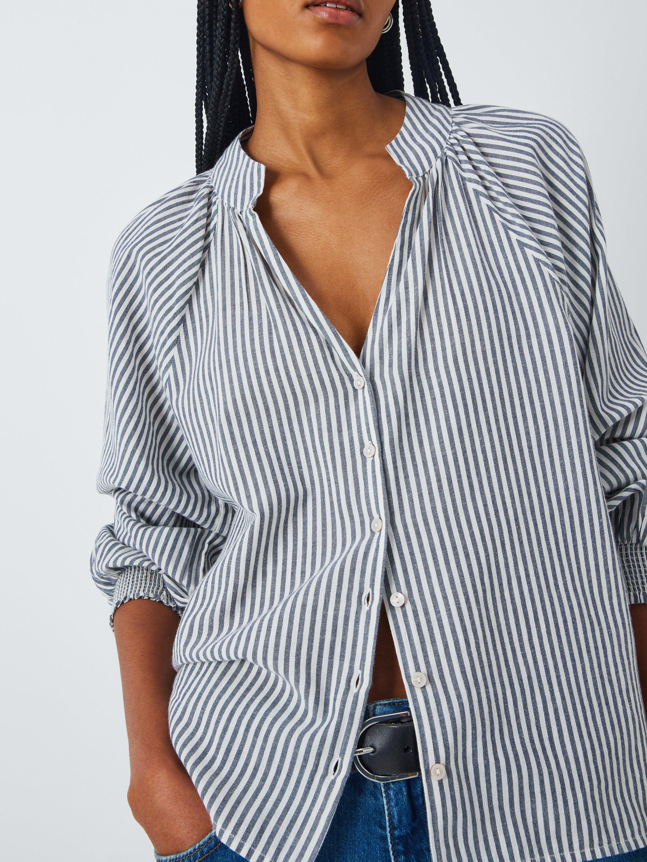 Product image 5 of 6, which shows AND/OR Harmony Stripe Shirt, Grey Stripe, 12