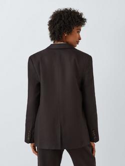 John Lewis Single Breasted Linen Blazer - view 2, Brown