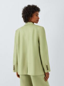 John Lewis Single Breasted Linen Blazer - view 2, Green