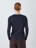 John Lewis Organic Cotton Long Sleeve Crew Neck T-Shirt, Navy