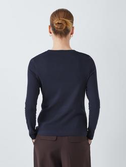 John Lewis Organic Cotton Long Sleeve Crew Neck T-Shirt - view 2, Navy