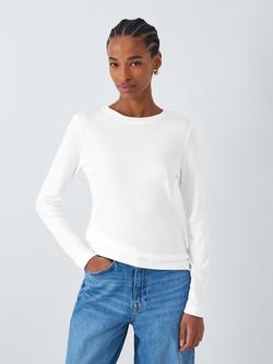 John Lewis Organic Cotton Long Sleeve Crew Neck T-Shirt, White