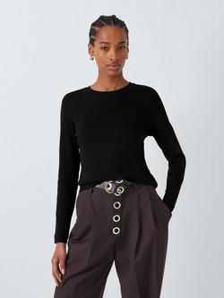 John Lewis Organic Cotton Long Sleeve Crew Neck T-Shirt, Black