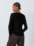 John Lewis Organic Cotton Long Sleeve Crew Neck T-Shirt, Black