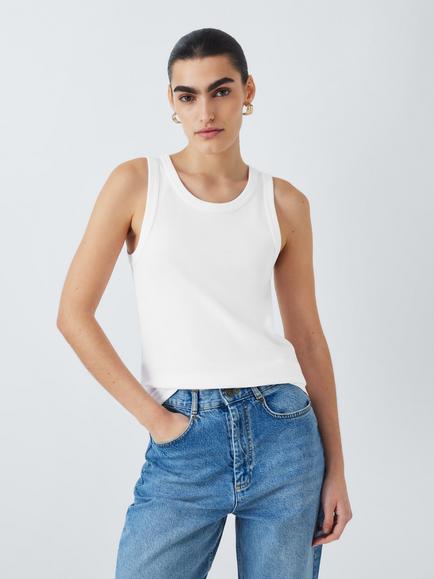 John Lewis Organic Cotton Tank Top, White