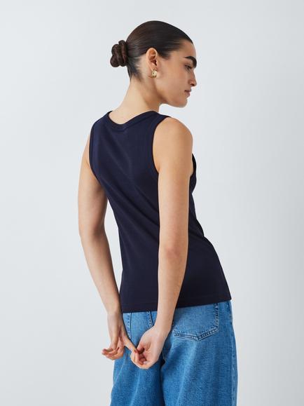 John Lewis Organic Cotton Tank Top - view 2, Navy