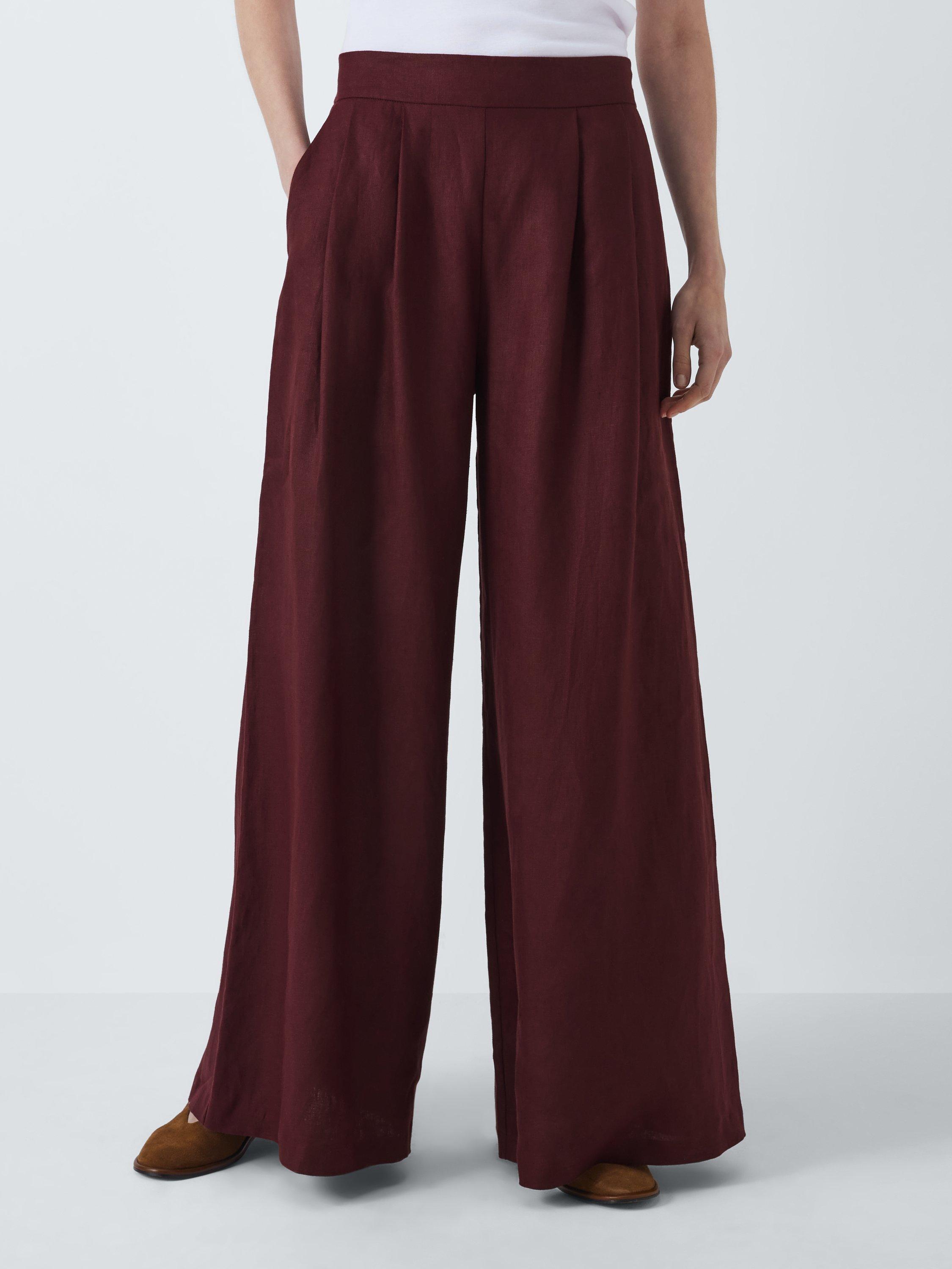 Product image 1 of 7, which shows John Lewis Linen Palazzo Trousers, Brown, 14