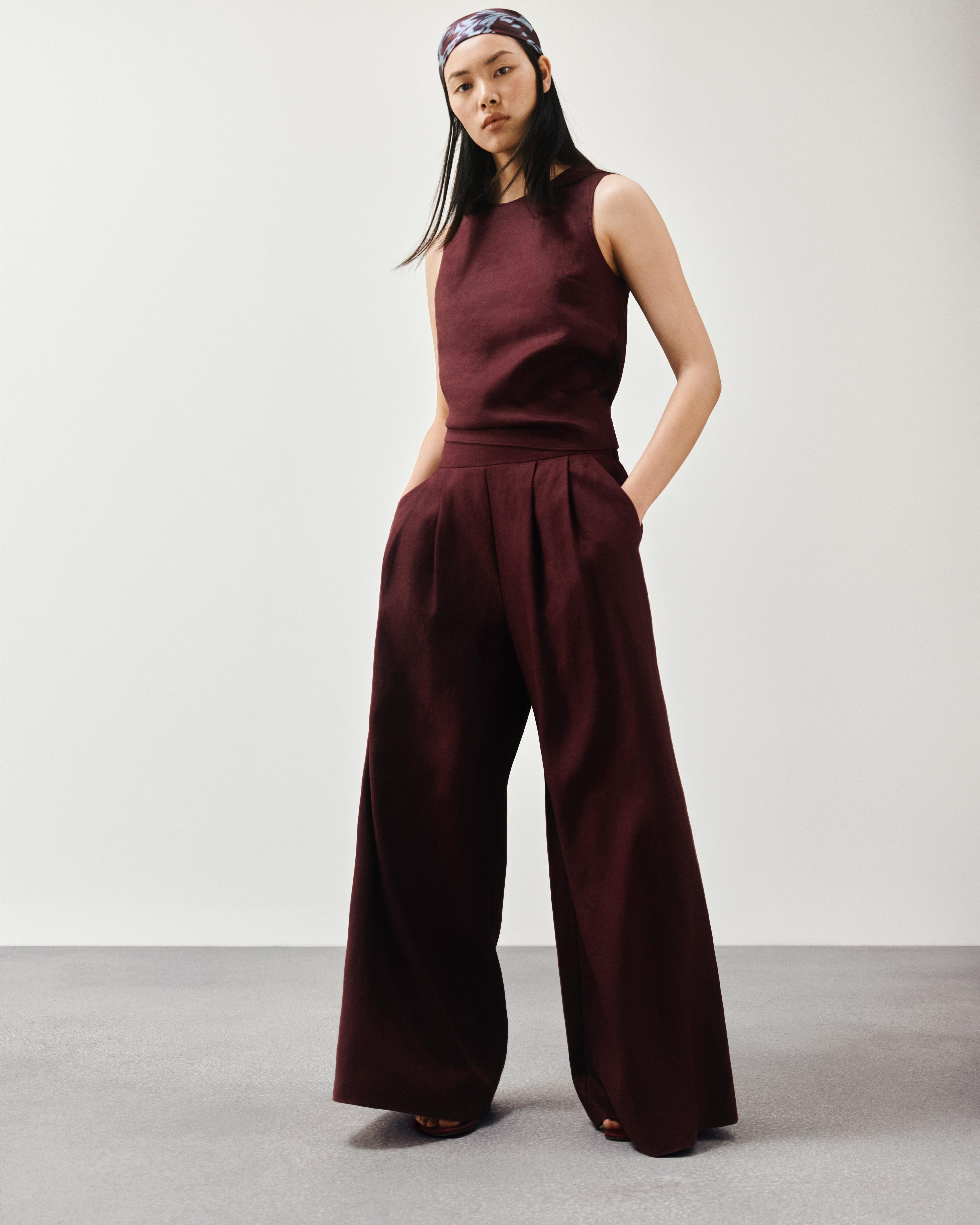 Product image 7 of 7, which shows John Lewis Linen Palazzo Trousers, Brown, 14