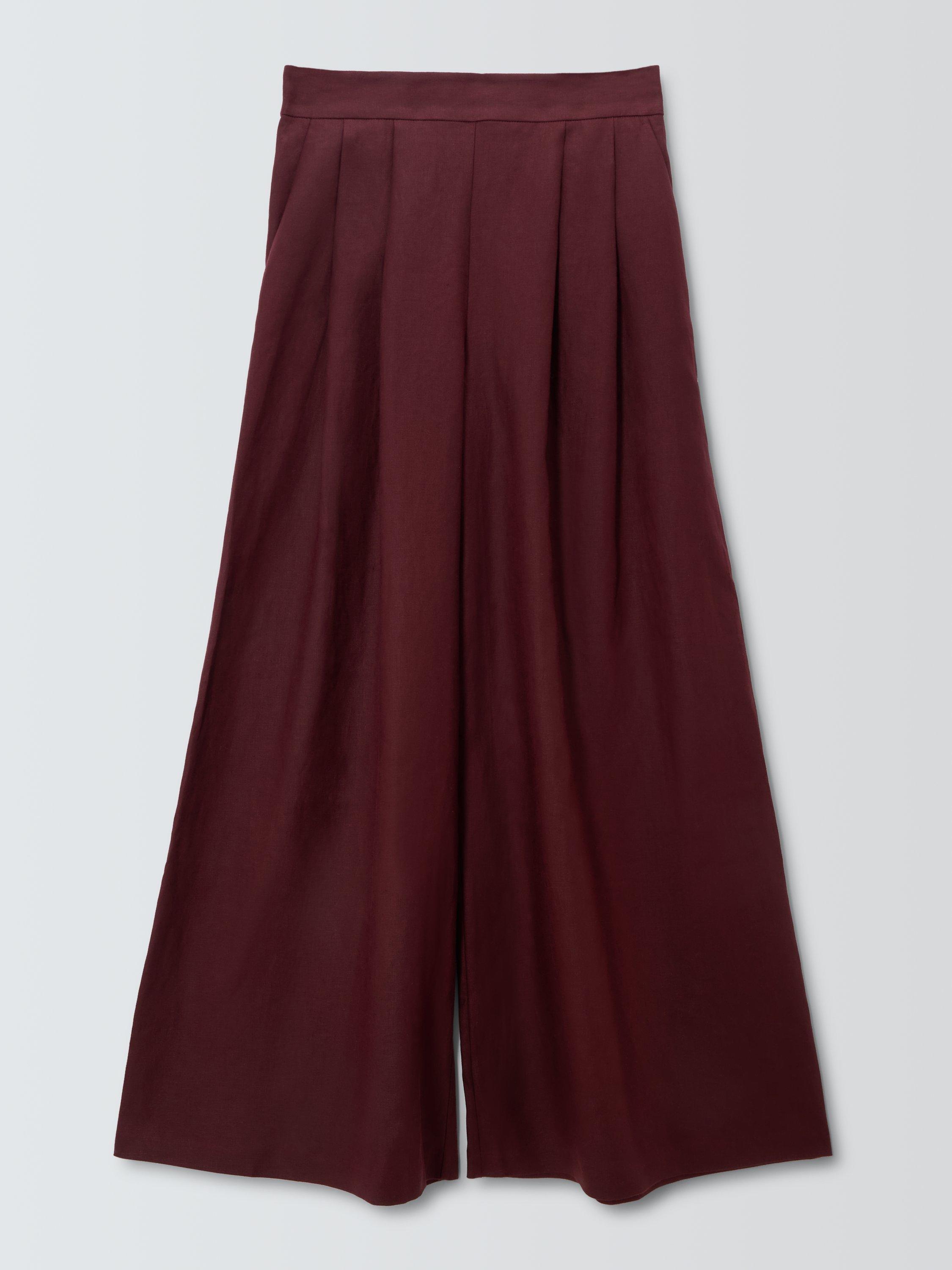 Product image 4 of 7, which shows John Lewis Linen Palazzo Trousers, Brown, 14