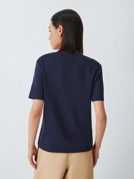 John Lewis Organic Cotton Short Sleeve Crew Neck T-Shirt - view 2, Navy