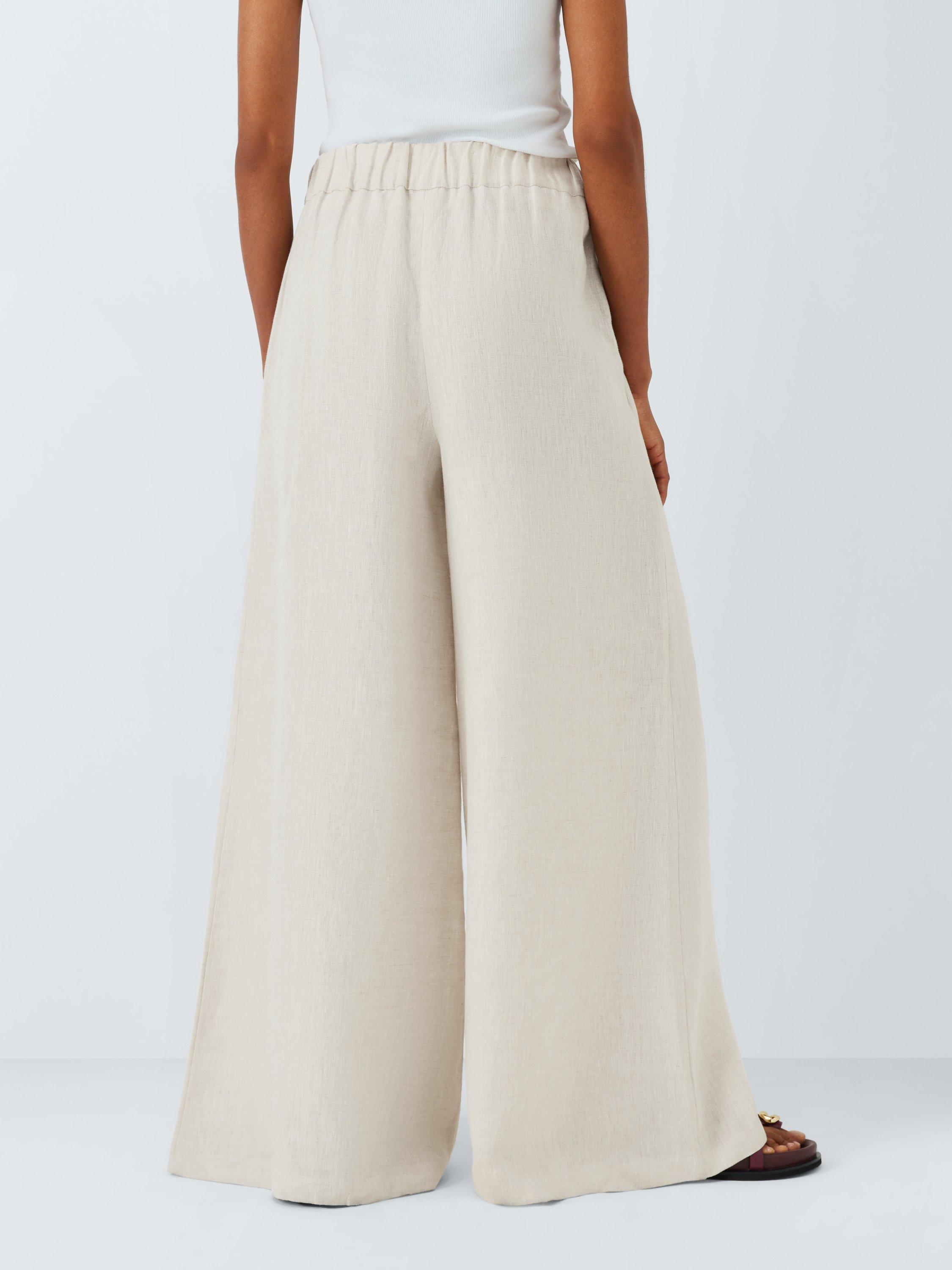 Product image 2 of 6, which shows John Lewis Linen Palazzo Trousers, Natural, 14