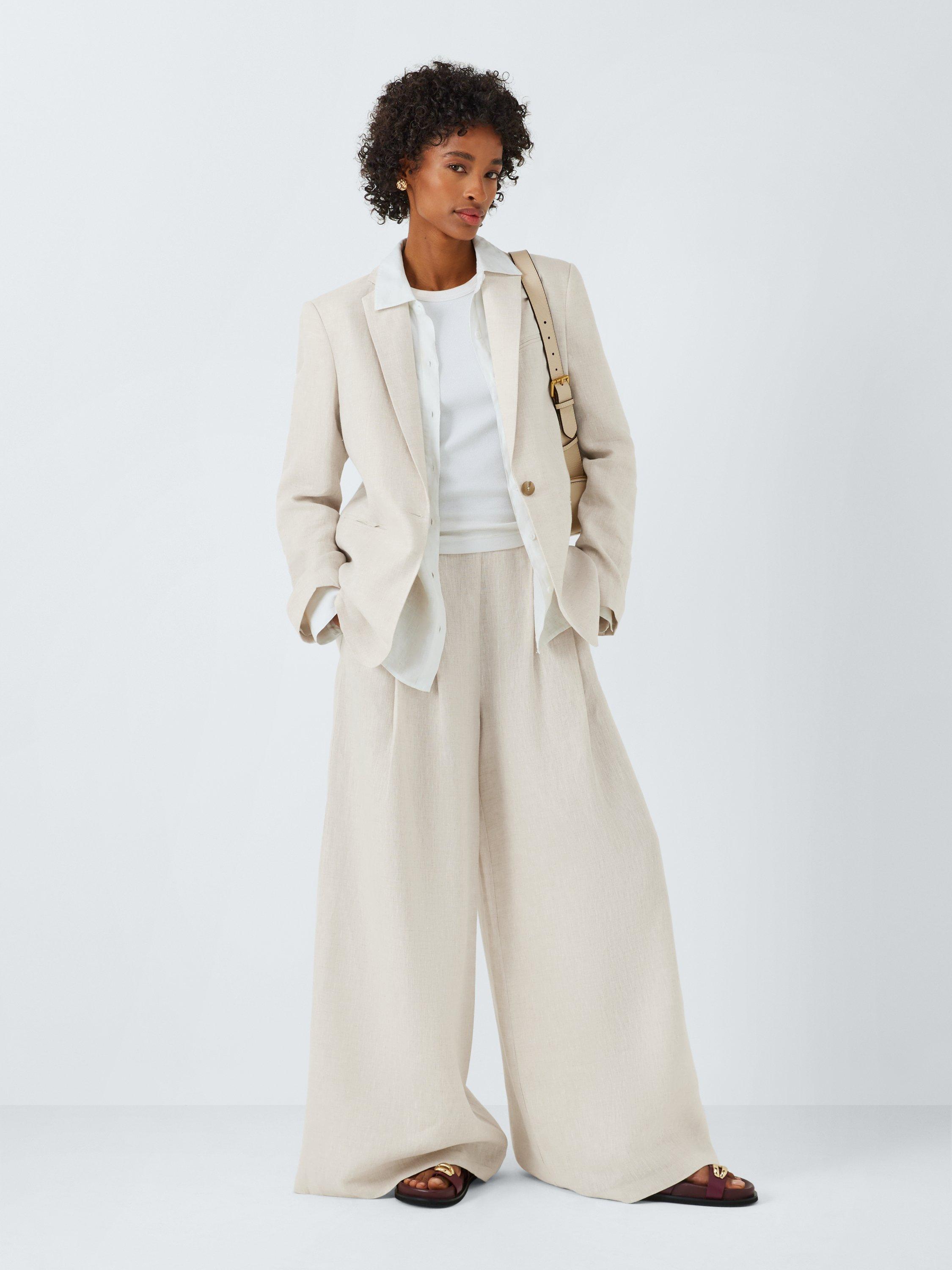 Product image 3 of 6, which shows John Lewis Linen Palazzo Trousers, Natural, 14