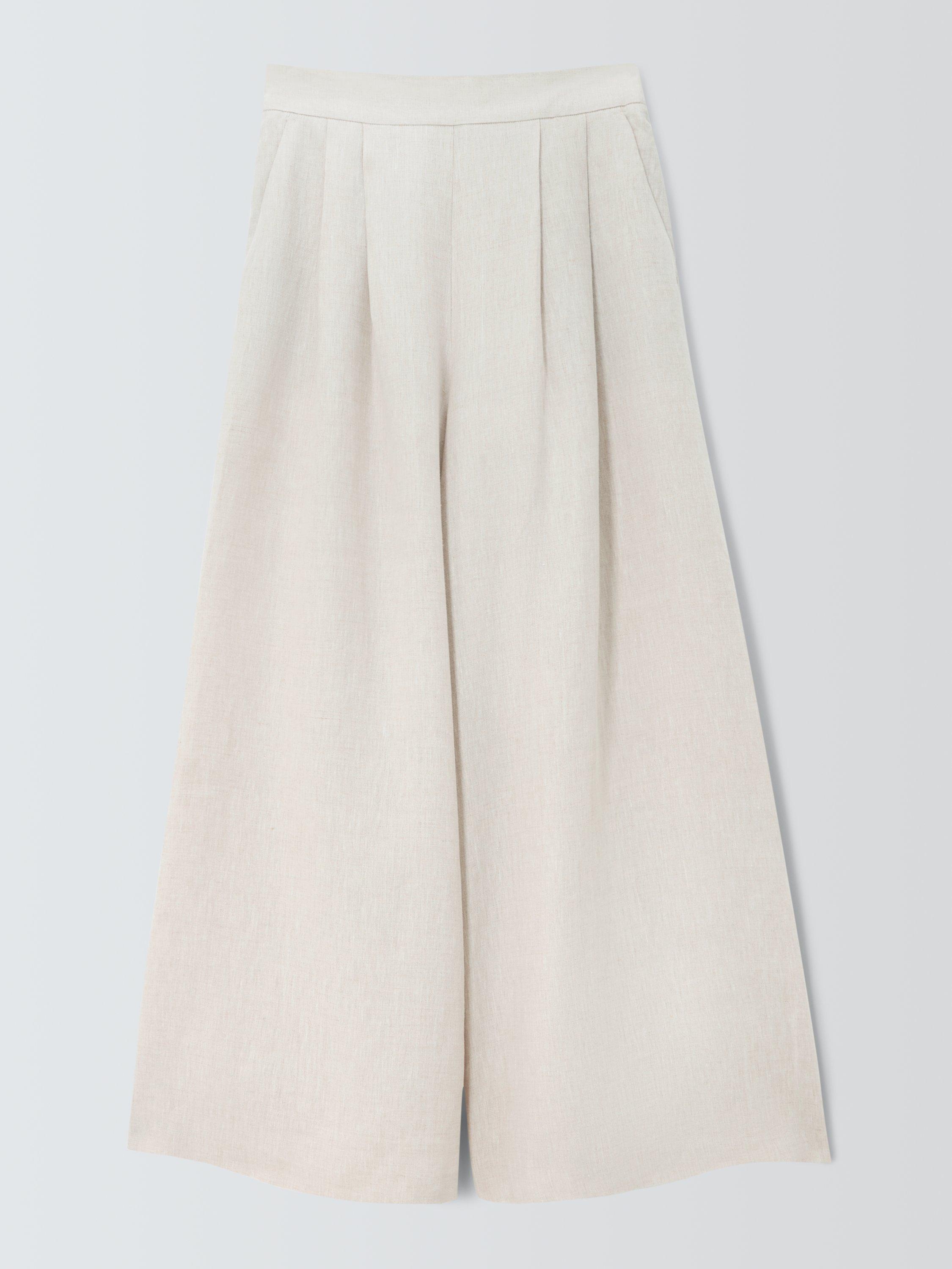 Product image 4 of 6, which shows John Lewis Linen Palazzo Trousers, Natural, 14