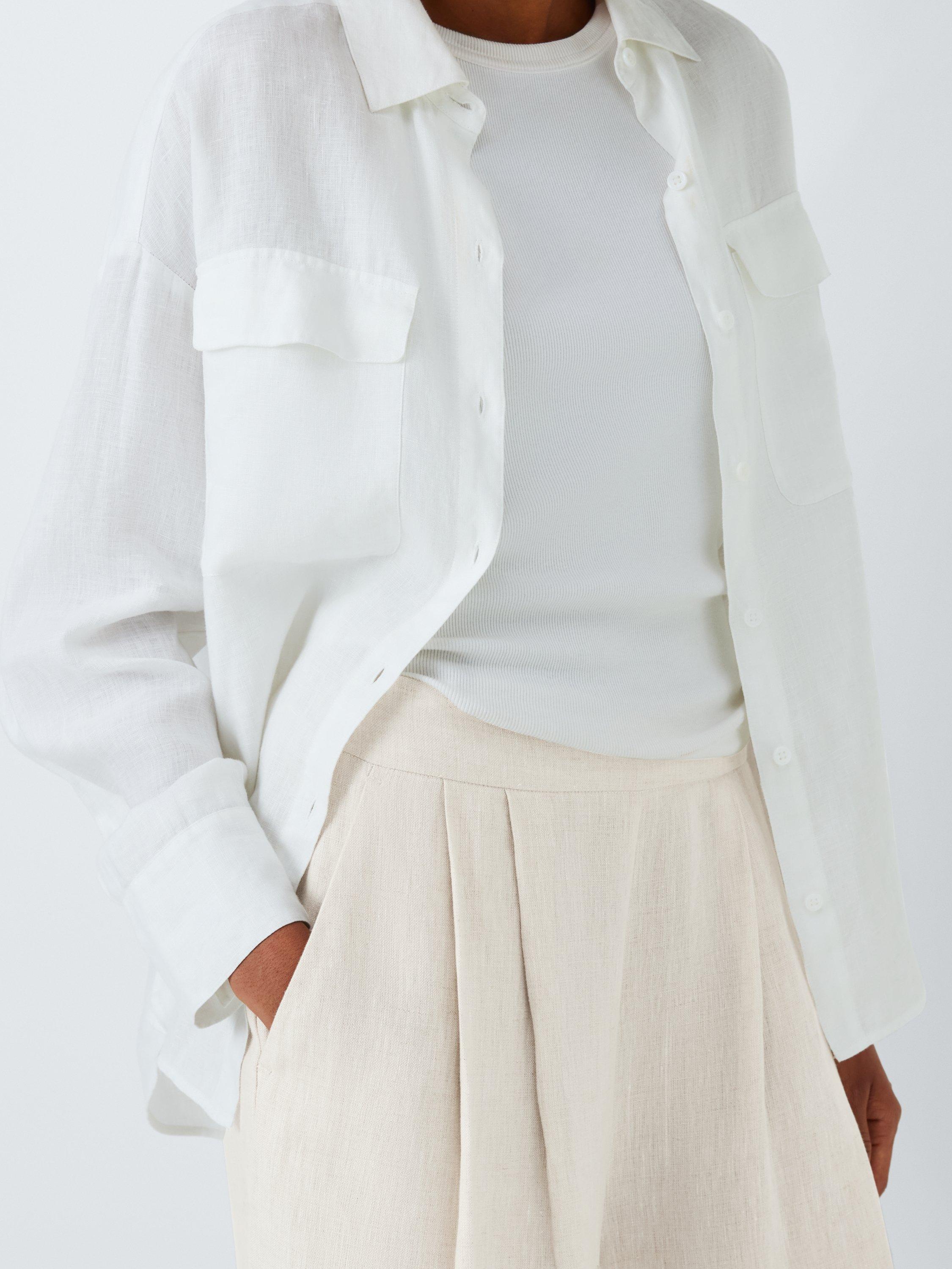 Product image 5 of 6, which shows John Lewis Linen Palazzo Trousers, Natural, 14
