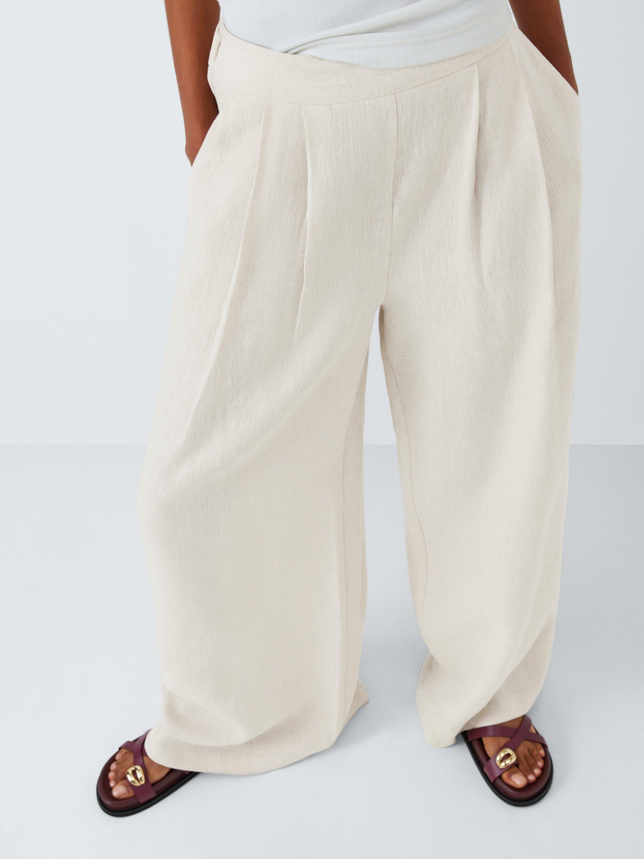 Product image 6 of 6, which shows John Lewis Linen Palazzo Trousers, Natural, 14