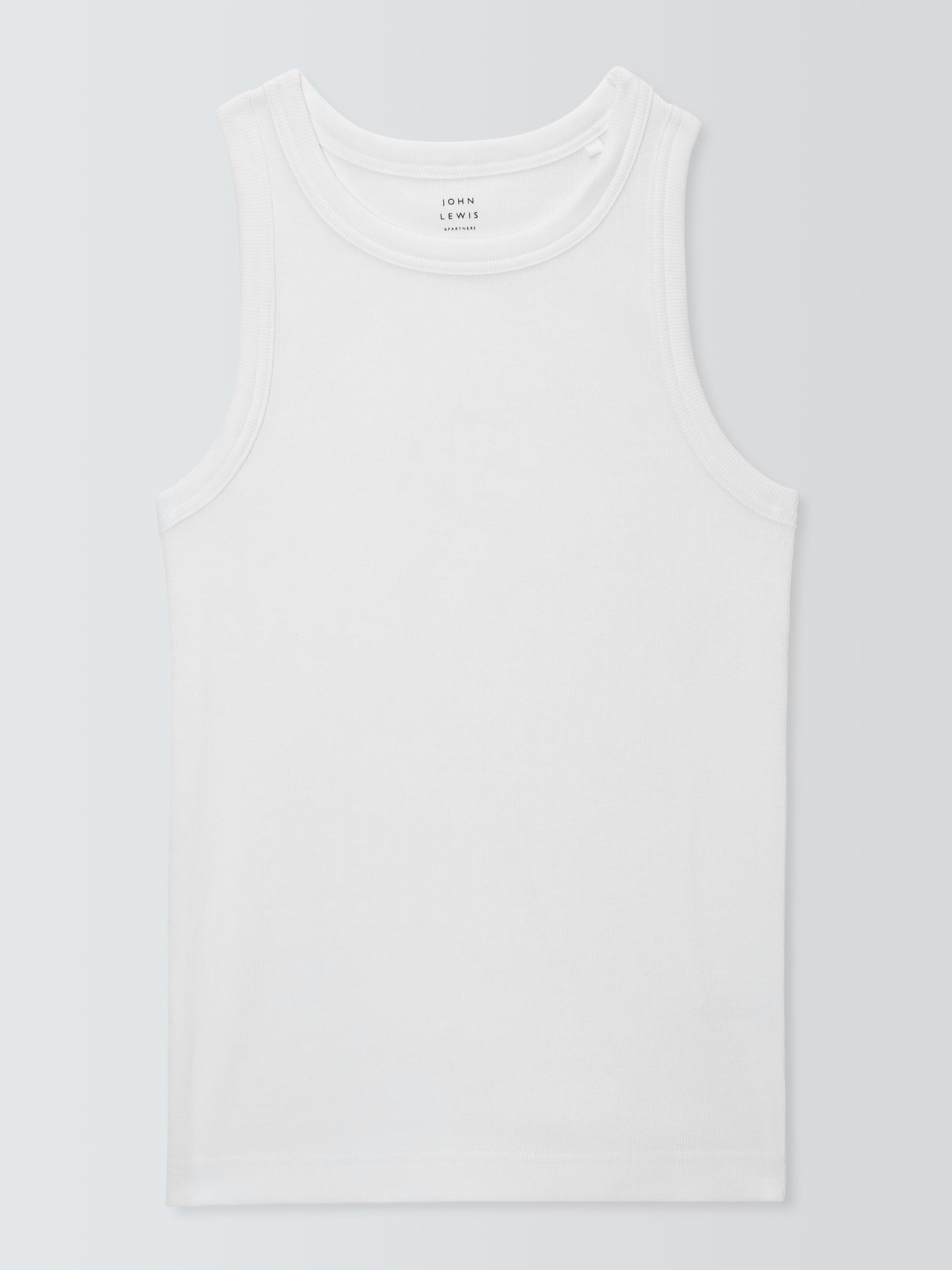 Product image 4 of 6, which shows John Lewis Ribbed Organic Cotton Vest Top, White, 6