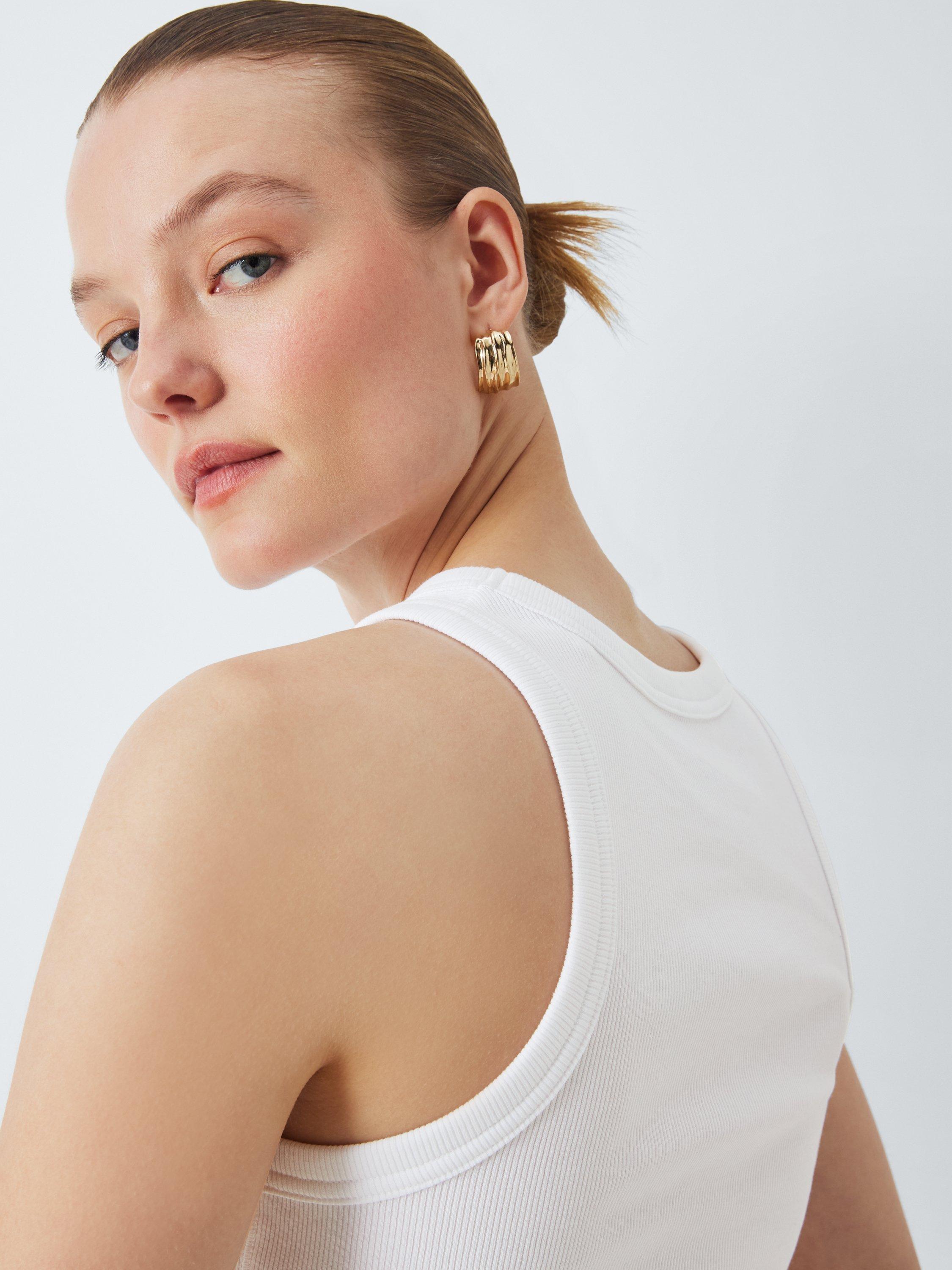 Product image 5 of 6, which shows John Lewis Ribbed Organic Cotton Vest Top, White, 6
