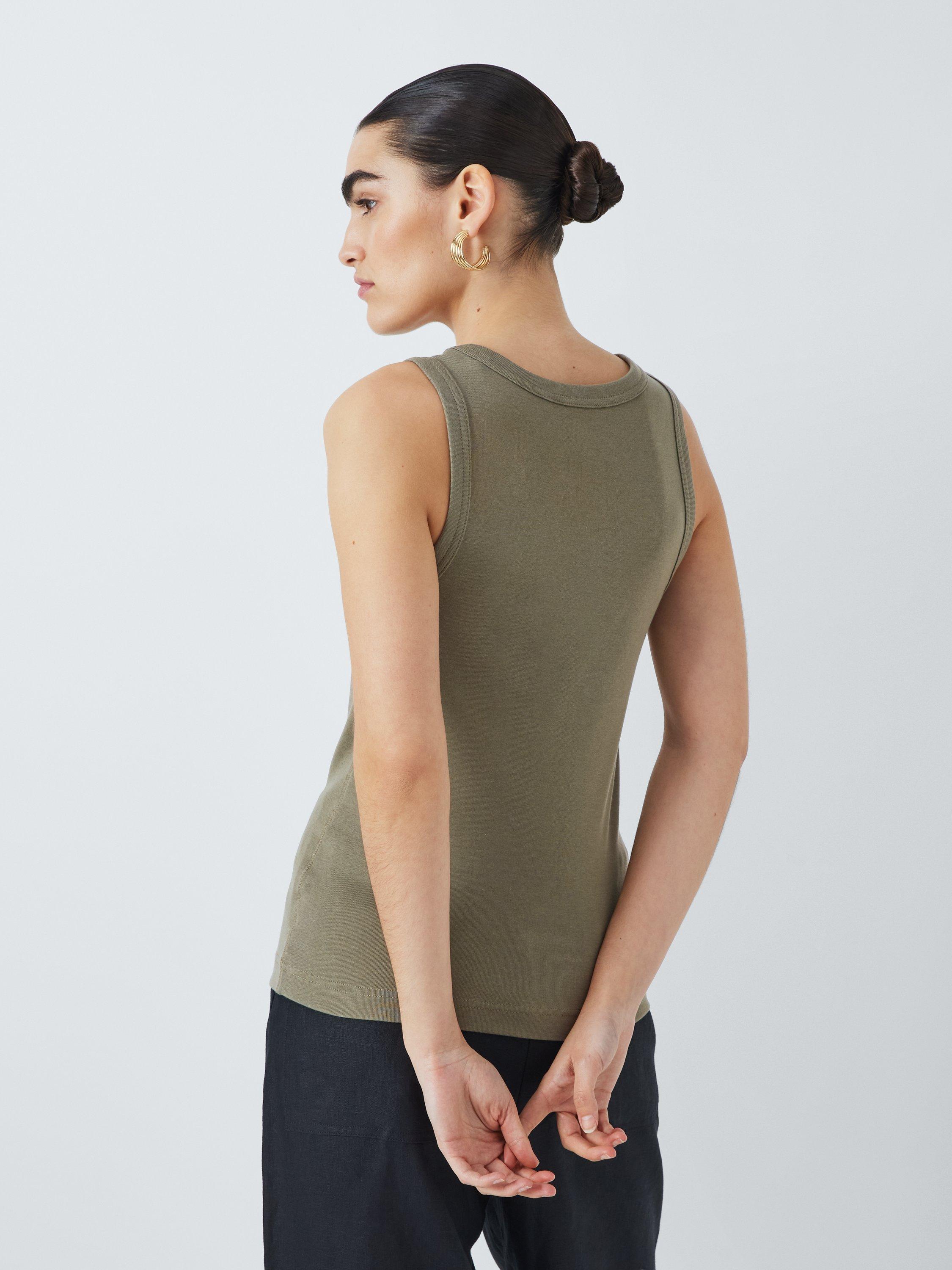 Product image 2 of 6, which shows John Lewis Organic Cotton Tank Top, Khaki, 6