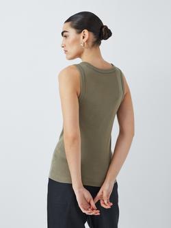John Lewis Organic Cotton Tank Top - view 2, Khaki