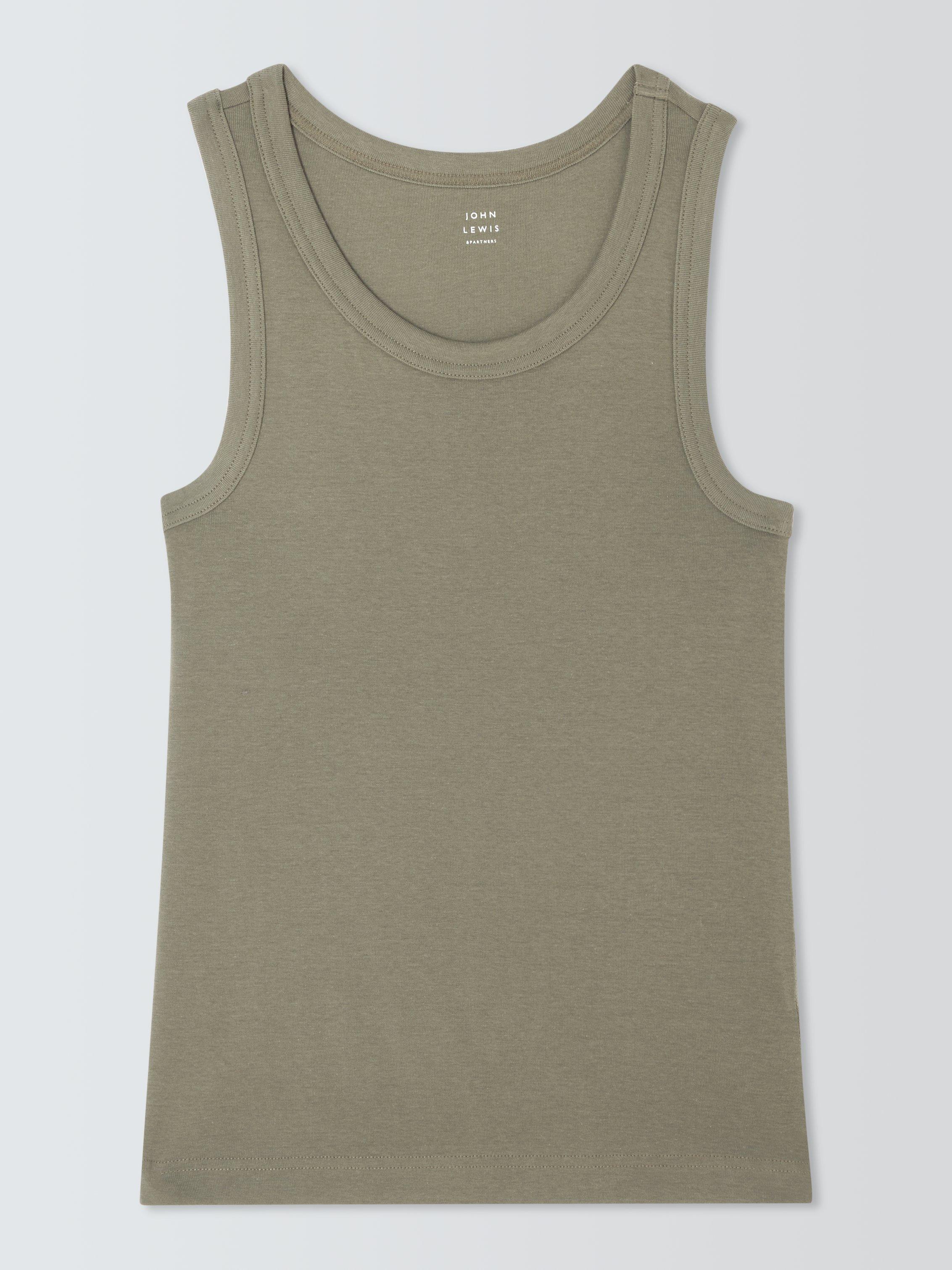 Product image 4 of 6, which shows John Lewis Organic Cotton Tank Top, Khaki, 6