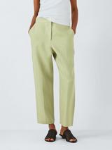 John Lewis Tapered Linen Trousers, Green