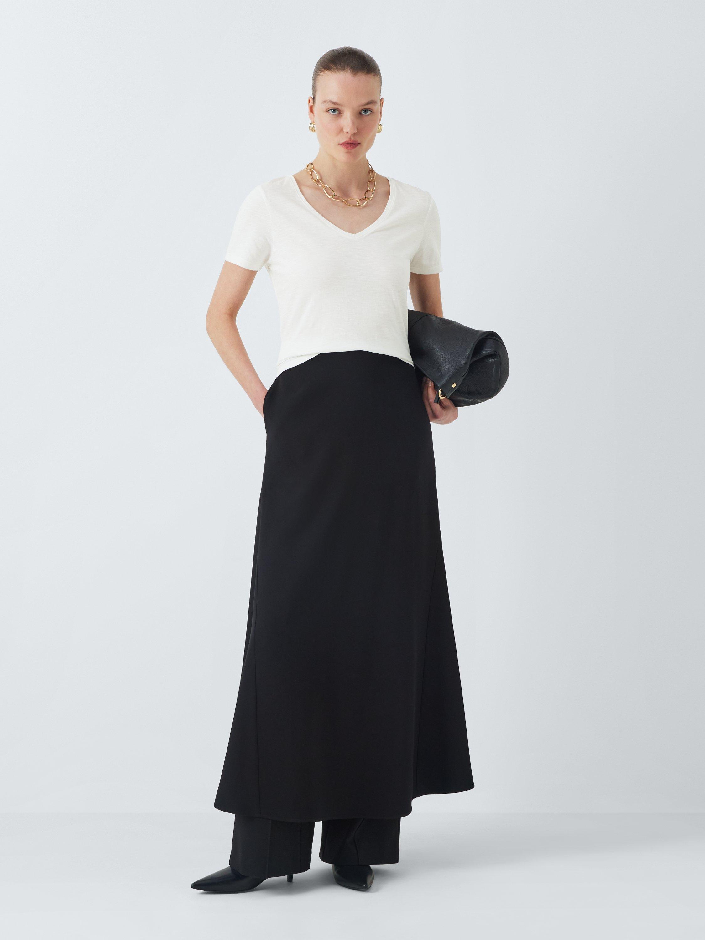 Product image 3 of 6, which shows John Lewis Cotton Slub Short Sleeve V-Neck T-Shirt, White, 8