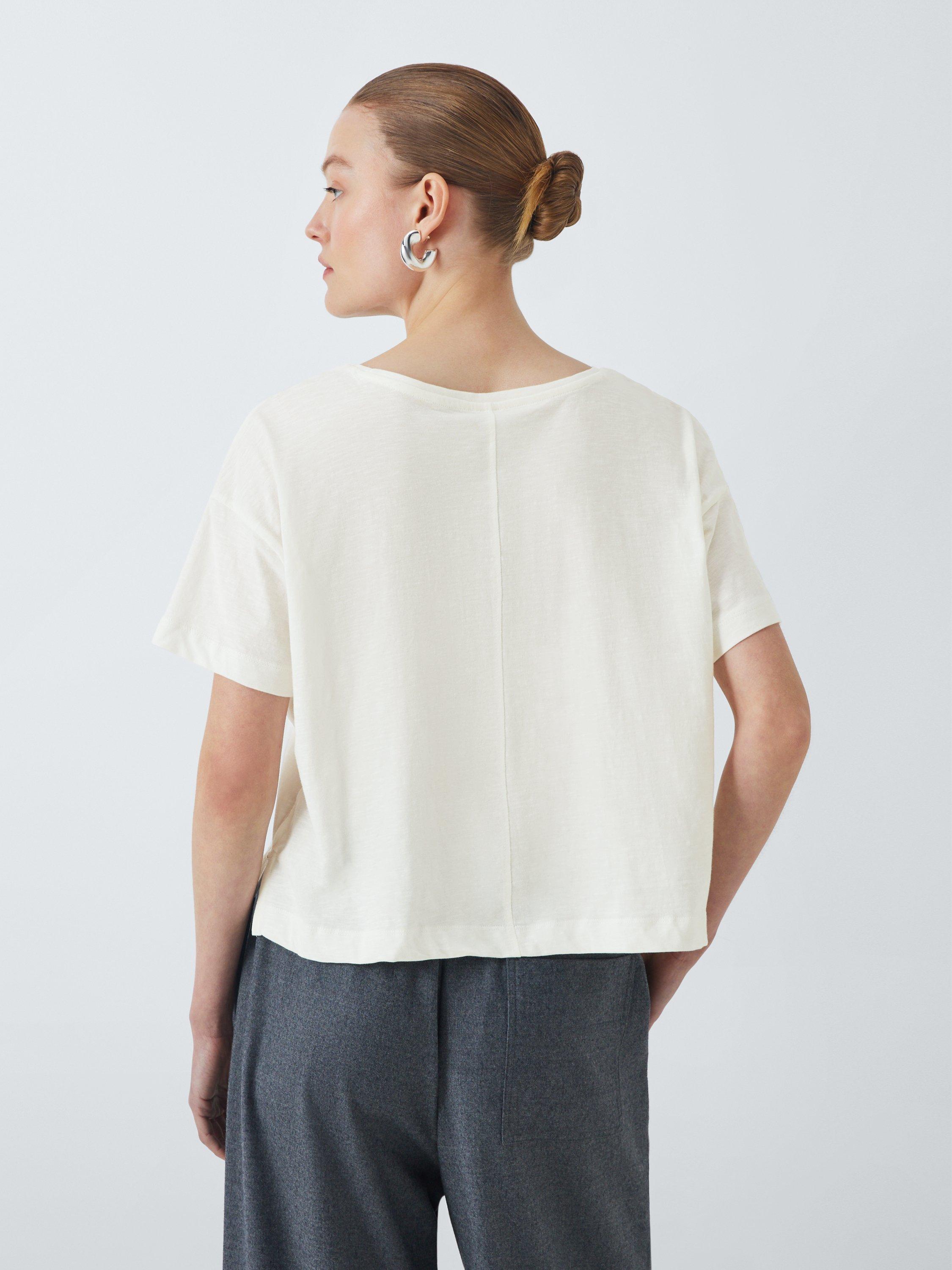 Product image 2 of 6, which shows John Lewis Cotton Slub Short Sleeve T-Shirt, White, 8
