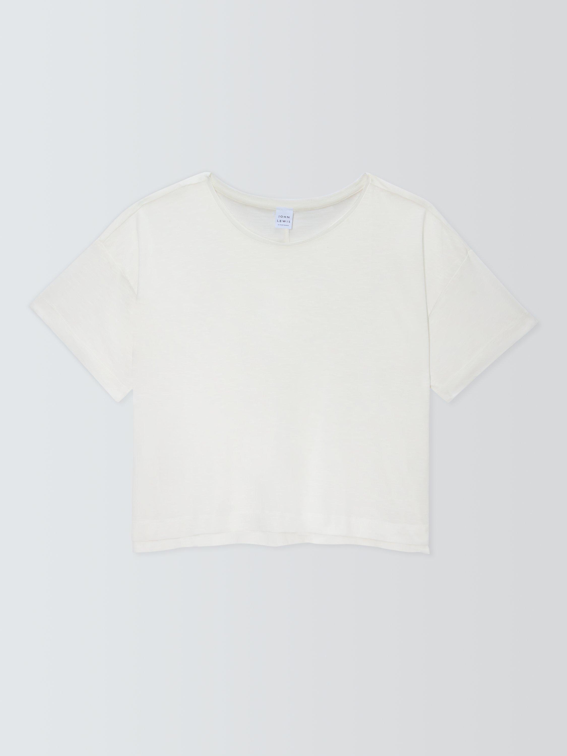 Product image 4 of 6, which shows John Lewis Cotton Slub Short Sleeve T-Shirt, White, 8
