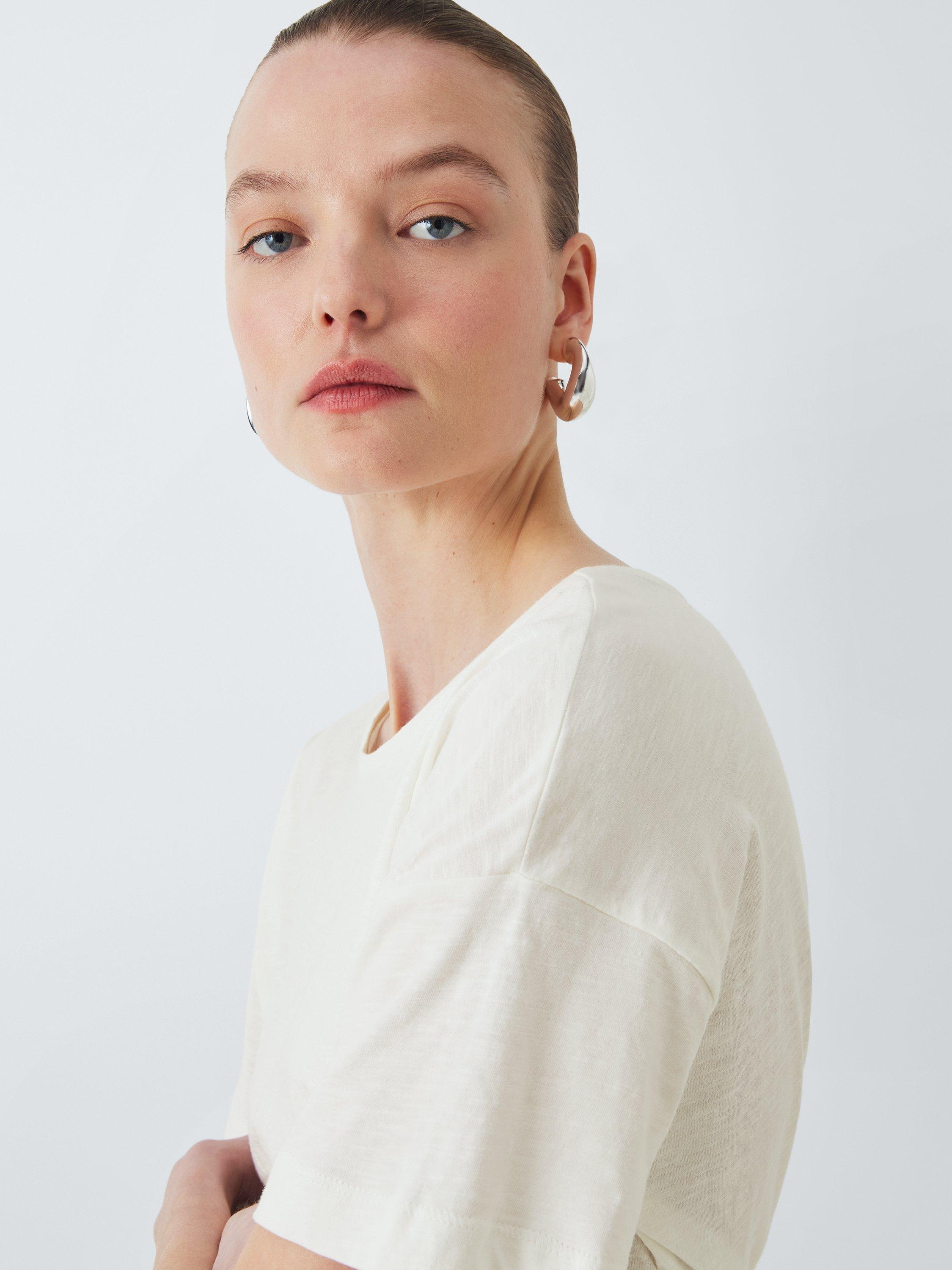 Product image 5 of 6, which shows John Lewis Cotton Slub Short Sleeve T-Shirt, White, 8